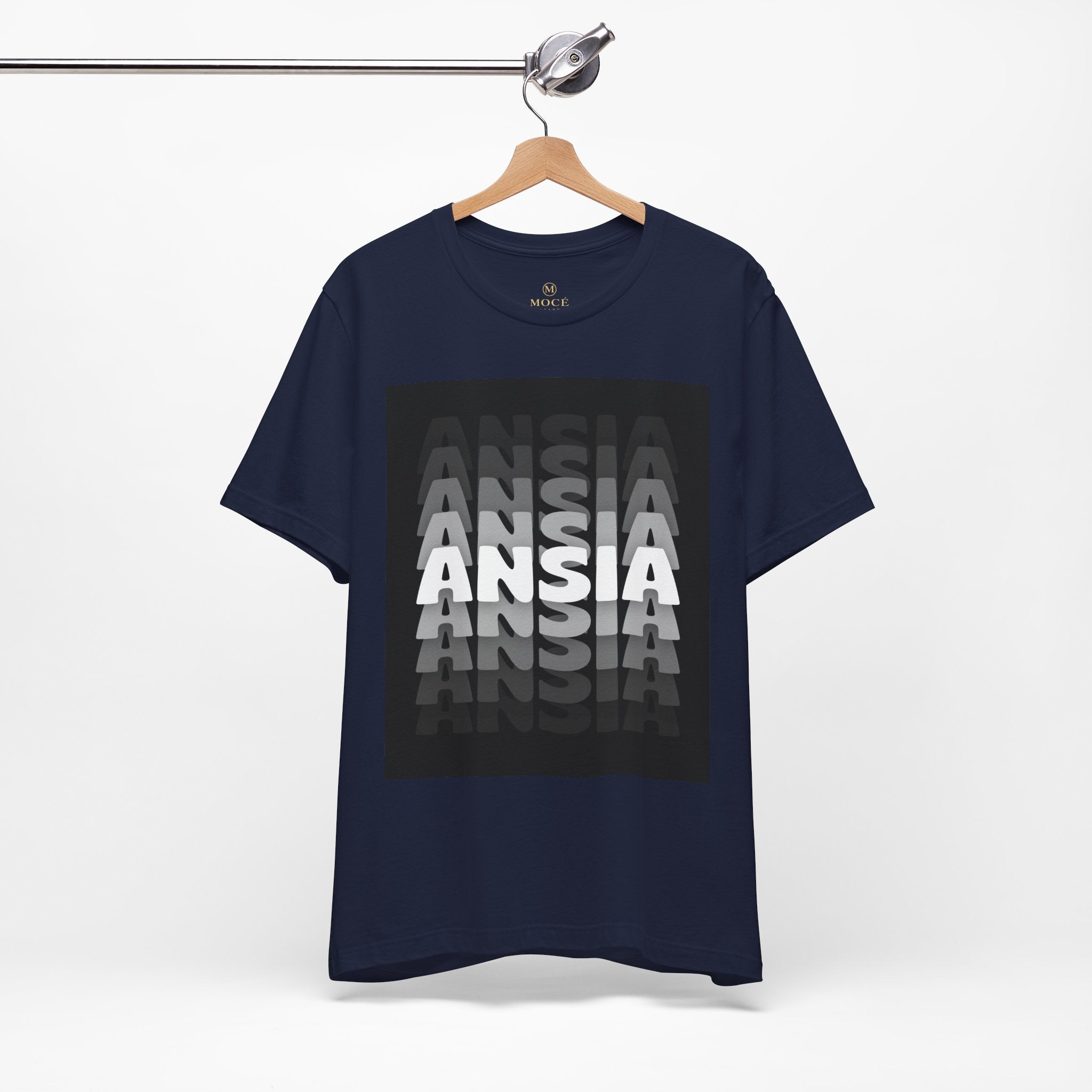 ANSIA Fade Graphic Tee — Monochrome Retro Text Shirt