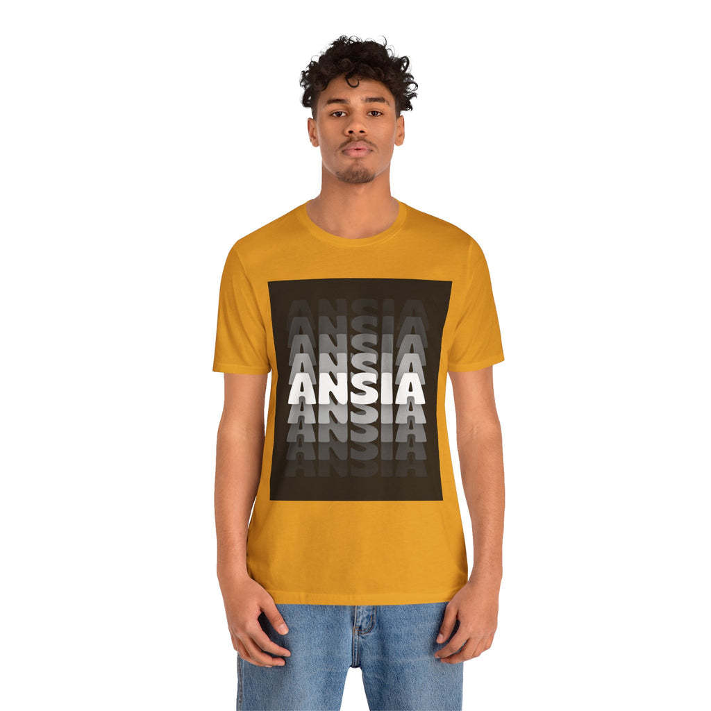 ANSIA Fade Graphic Tee — Monochrome Retro Text Shirt