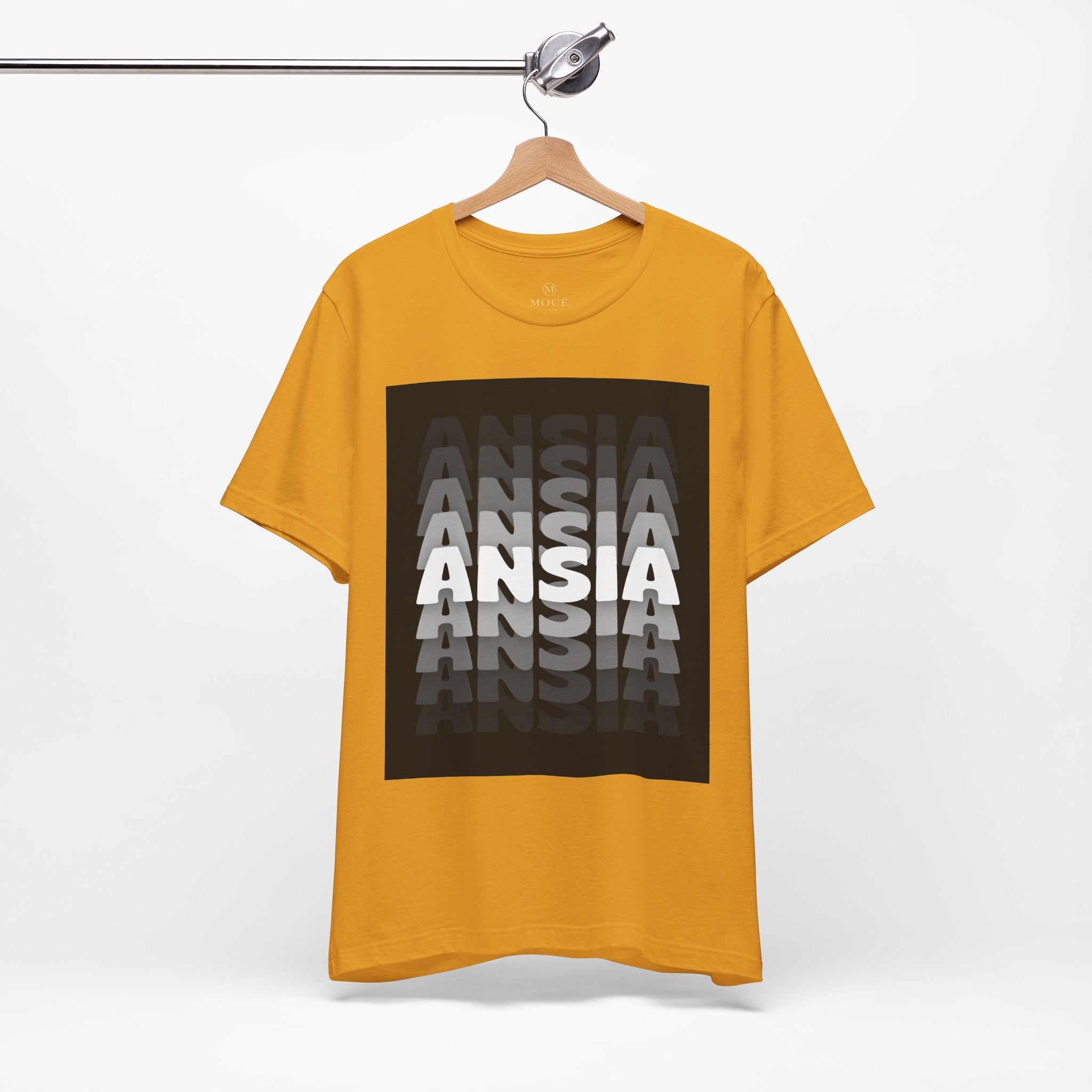 ANSIA Fade Graphic Tee — Monochrome Retro Text Shirt