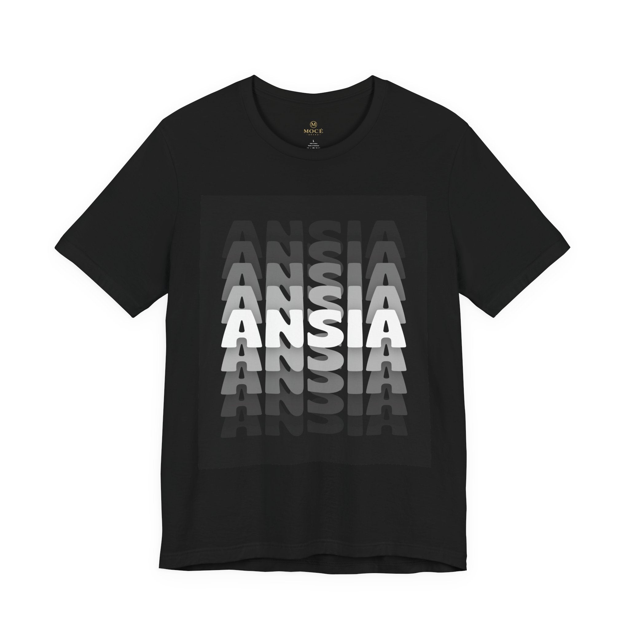 ANSIA Fade Graphic Tee — Monochrome Retro Text Shirt