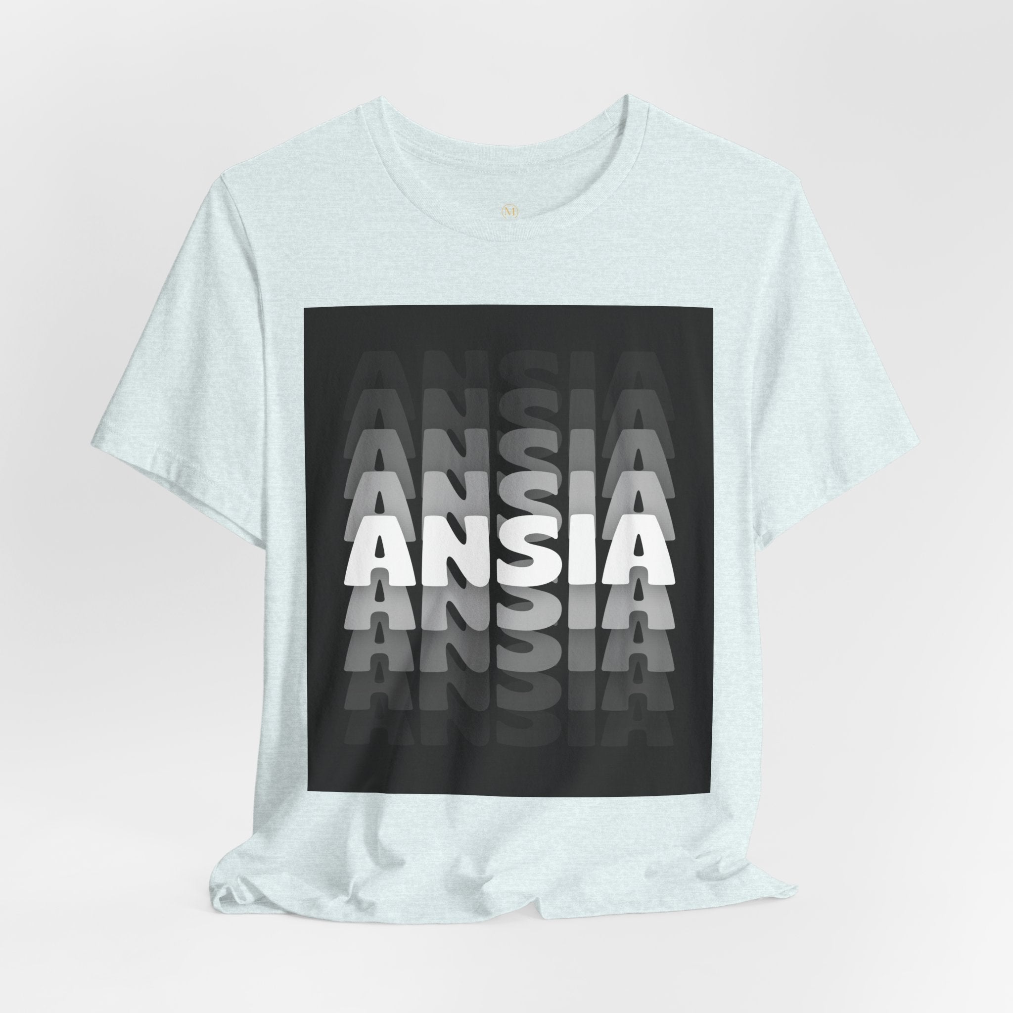 ANSIA Fade Graphic Tee — Monochrome Retro Text Shirt