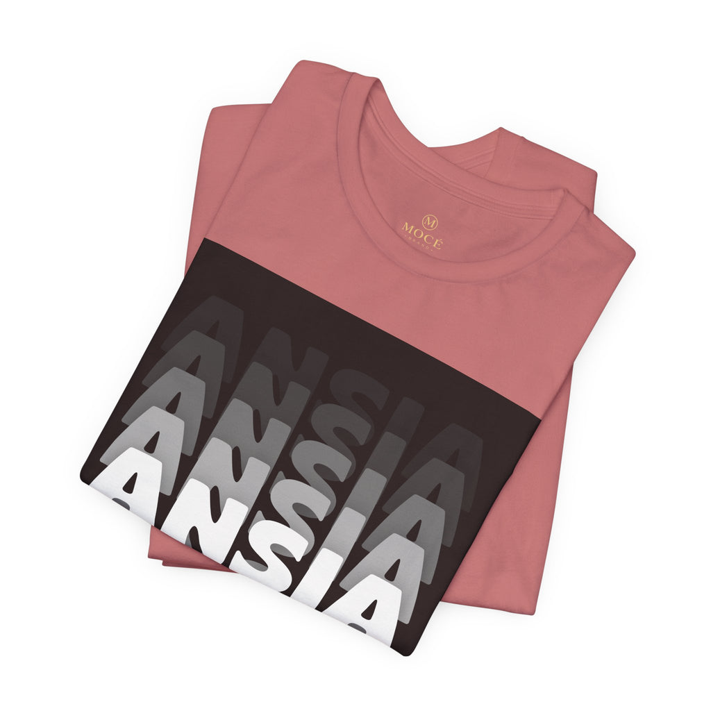 ANSIA Fade Graphic Tee — Monochrome Retro Text Shirt