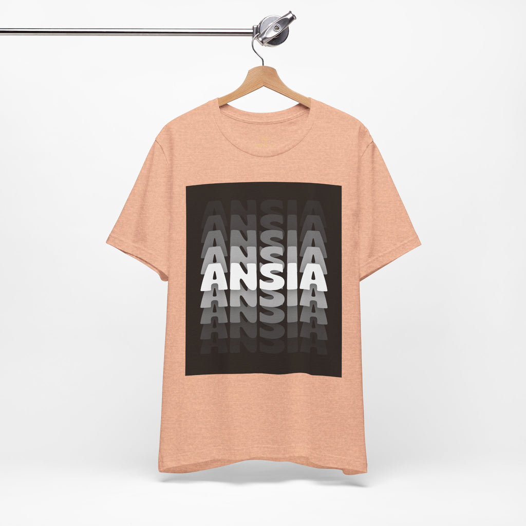 ANSIA Fade Graphic Tee — Monochrome Retro Text Shirt