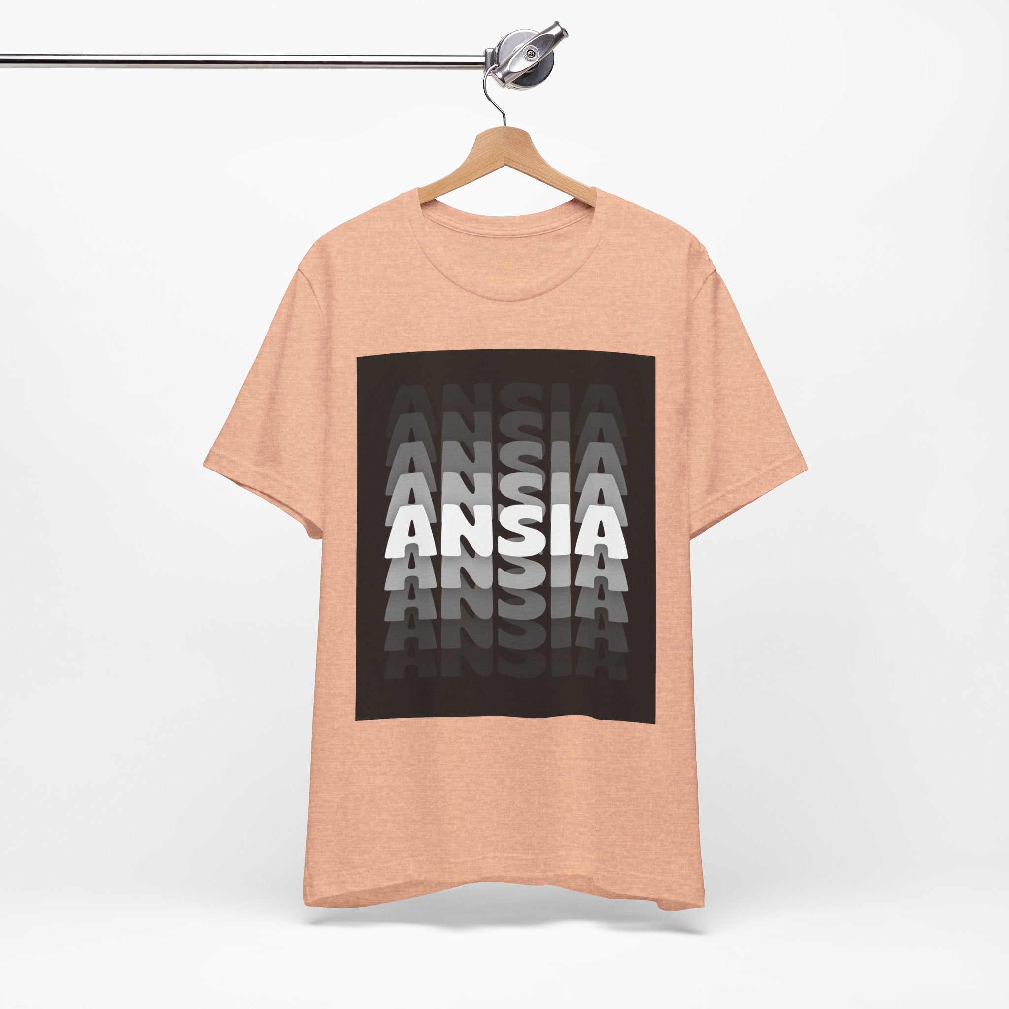 ANSIA Fade Graphic Tee — Monochrome Retro Text Shirt