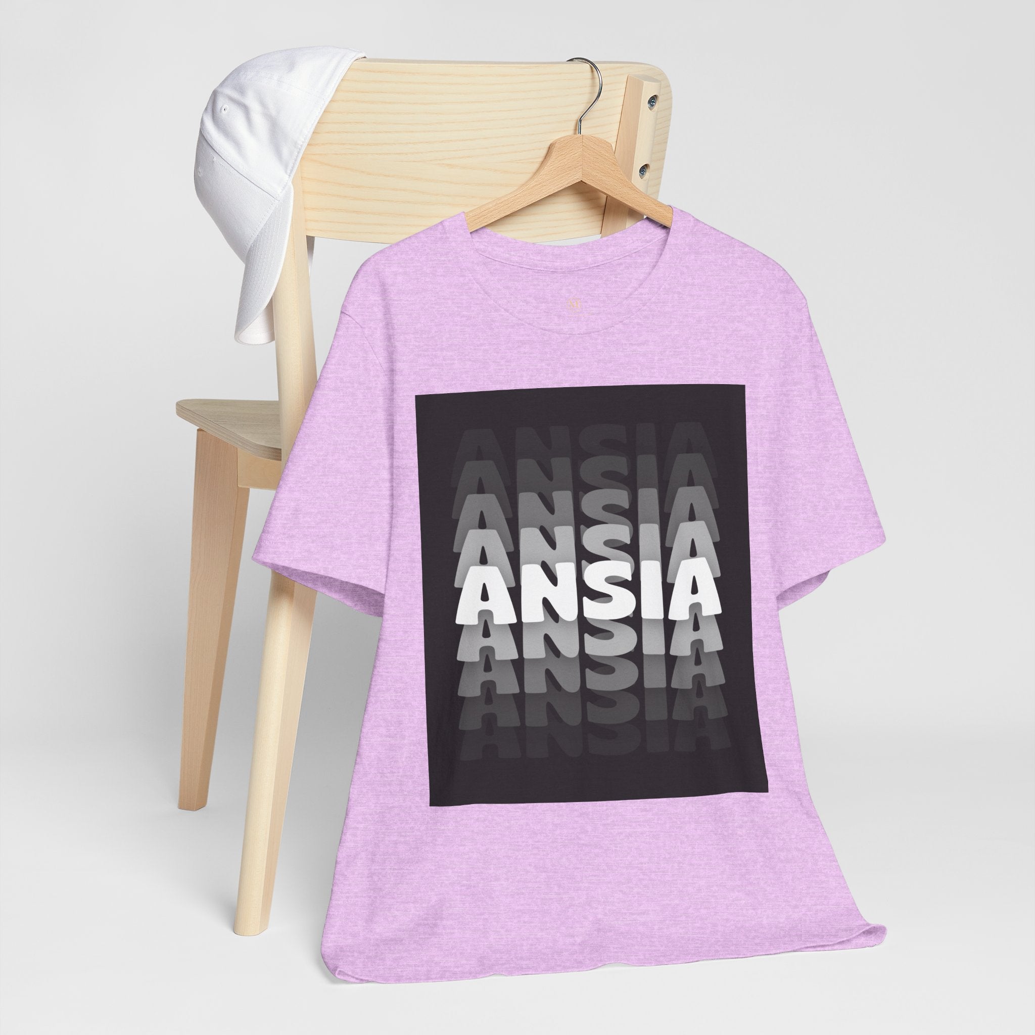 ANSIA Fade Graphic Tee — Monochrome Retro Text Shirt