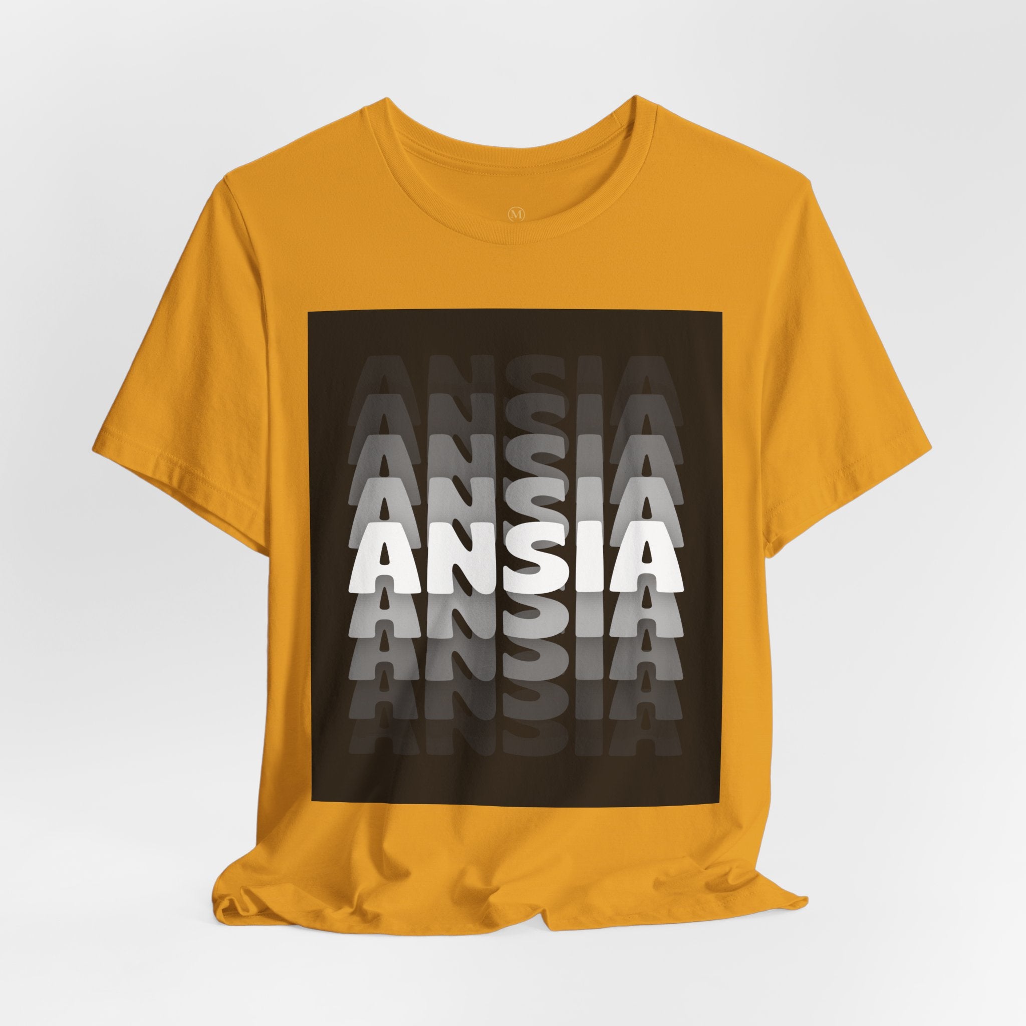 ANSIA Fade Graphic Tee — Monochrome Retro Text Shirt