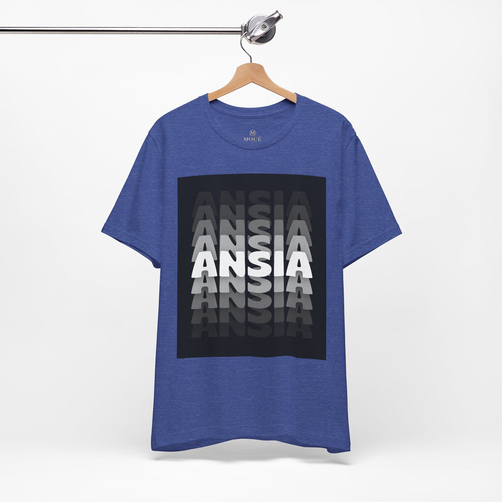ANSIA Fade Graphic Tee — Monochrome Retro Text Shirt