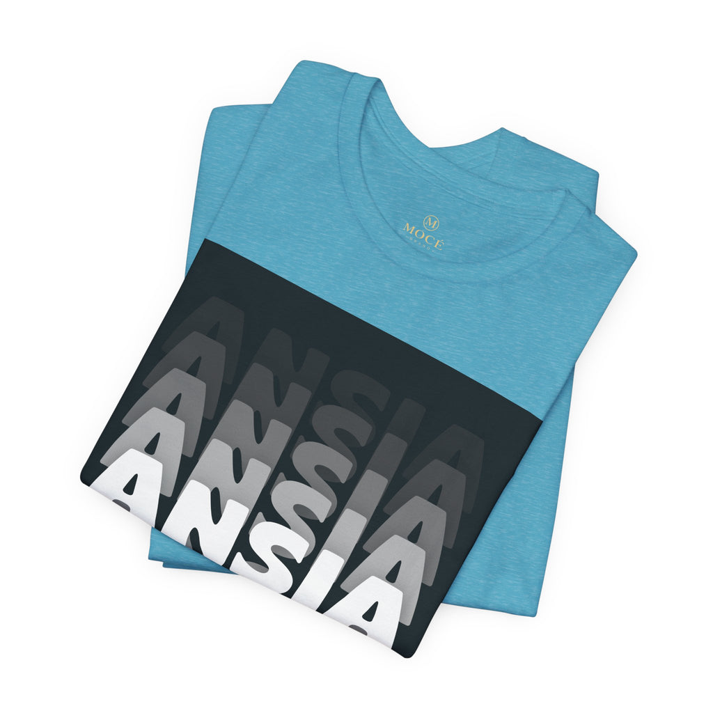 ANSIA Fade Graphic Tee — Monochrome Retro Text Shirt