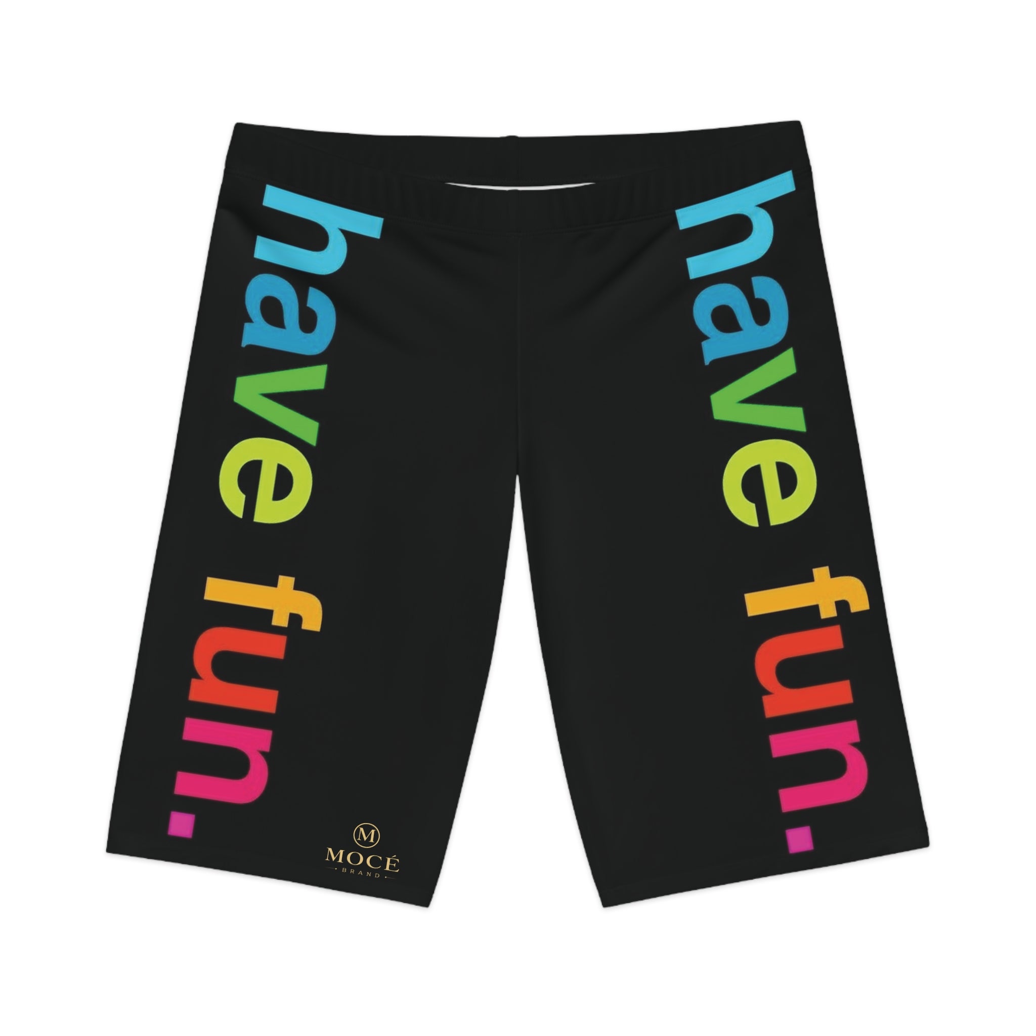 Have Fun. Women's Bike Shorts — Colorful Rainbow Text Cycling Shorts