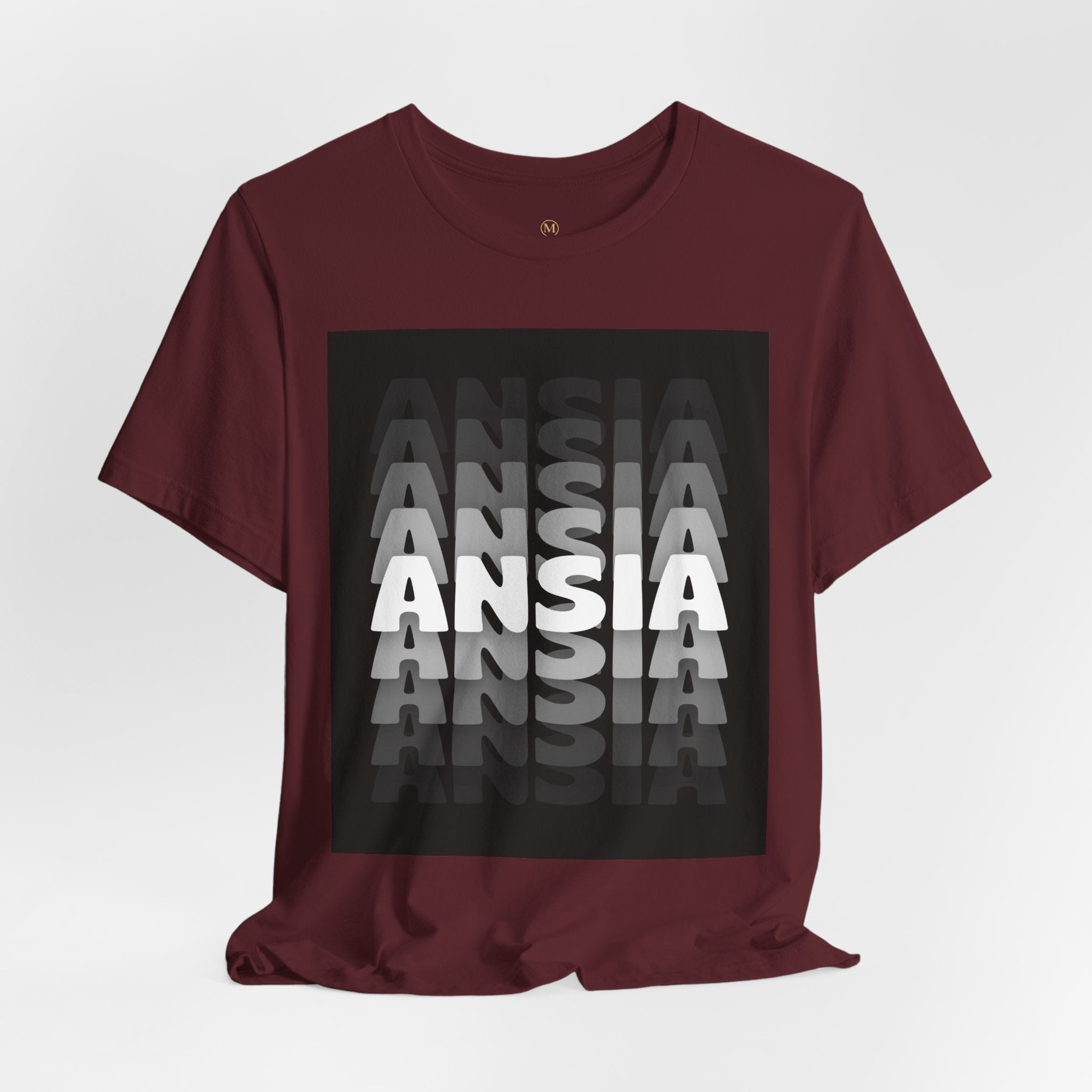 ANSIA Fade Graphic Tee — Monochrome Retro Text Shirt
