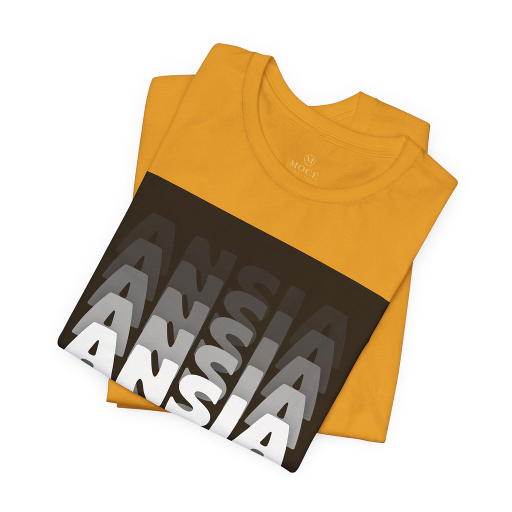 ANSIA Fade Graphic Tee — Monochrome Retro Text Shirt