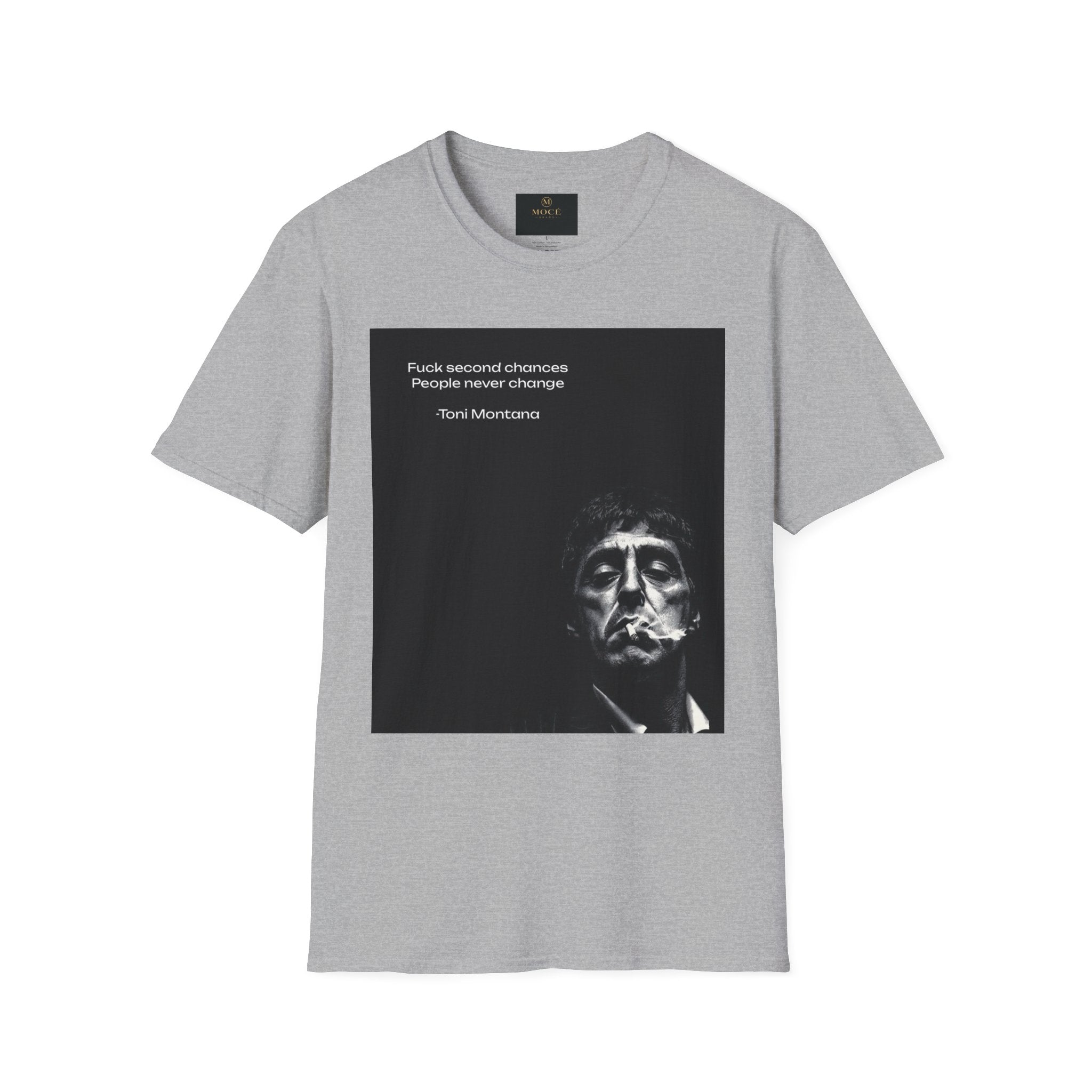 Scarface Noir Portrait T-Shirt — "Push yourself" Quote Graphic Tee