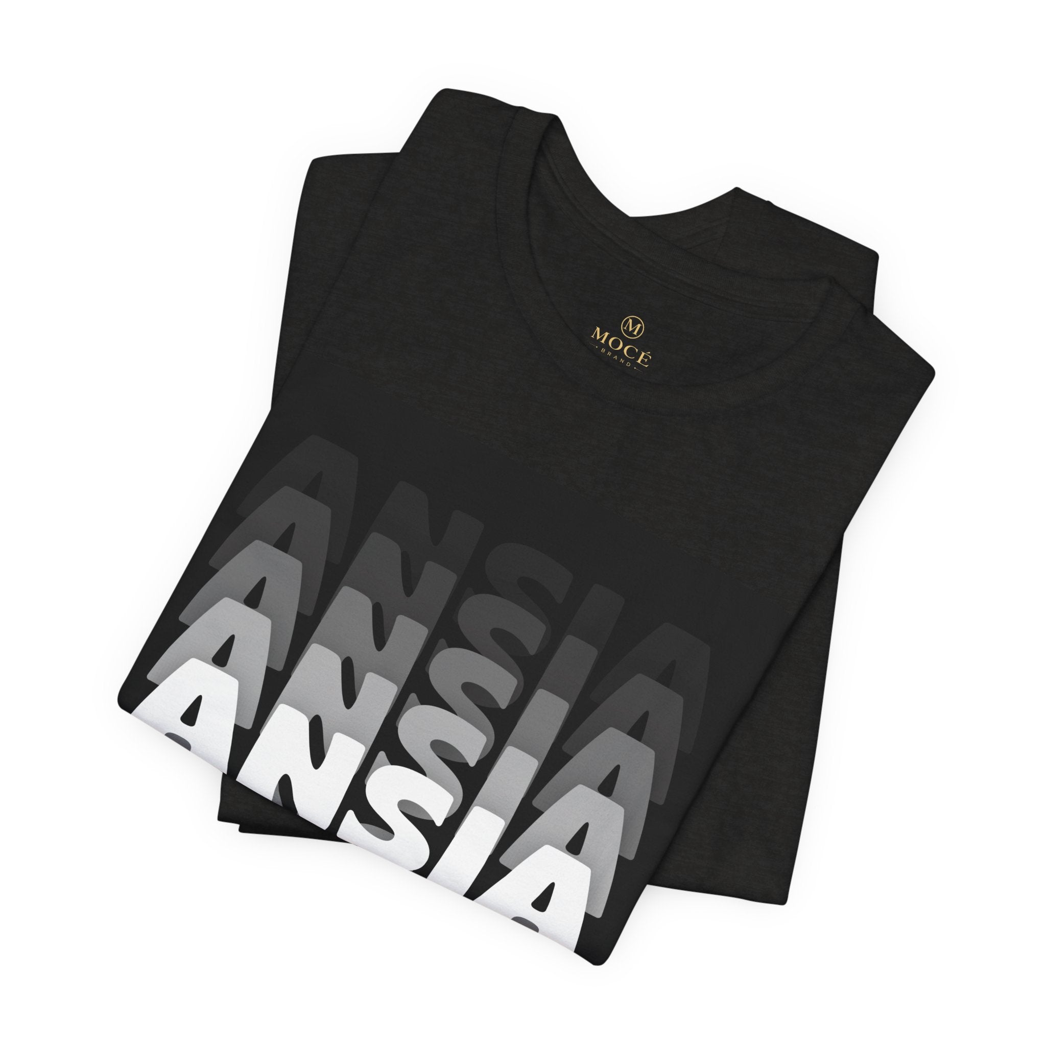 ANSIA Fade Graphic Tee — Monochrome Retro Text Shirt