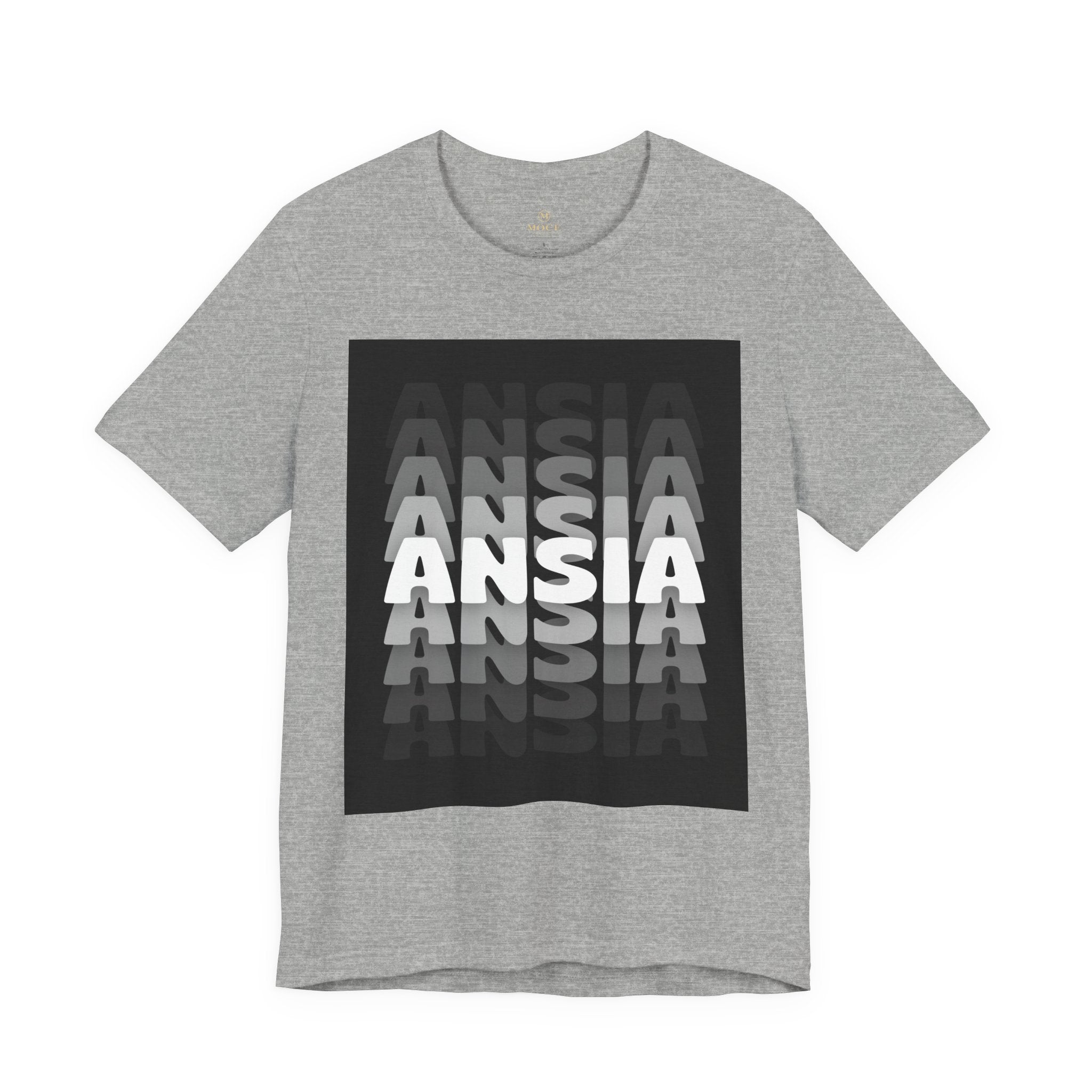 ANSIA Fade Graphic Tee — Monochrome Retro Text Shirt
