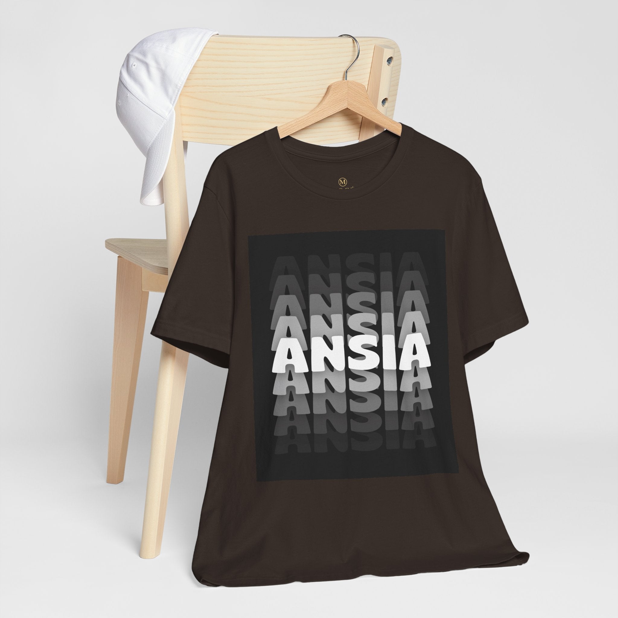 ANSIA Fade Graphic Tee — Monochrome Retro Text Shirt