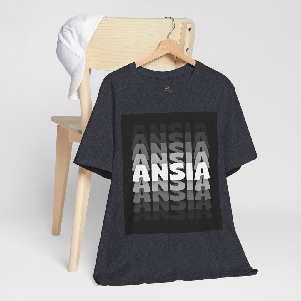 ANSIA Fade Graphic Tee — Monochrome Retro Text Shirt