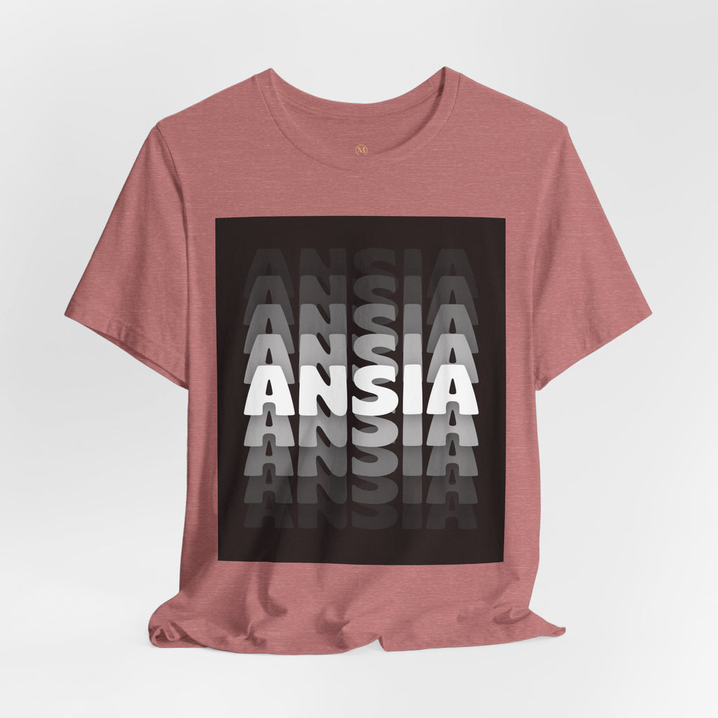 ANSIA Fade Graphic Tee — Monochrome Retro Text Shirt