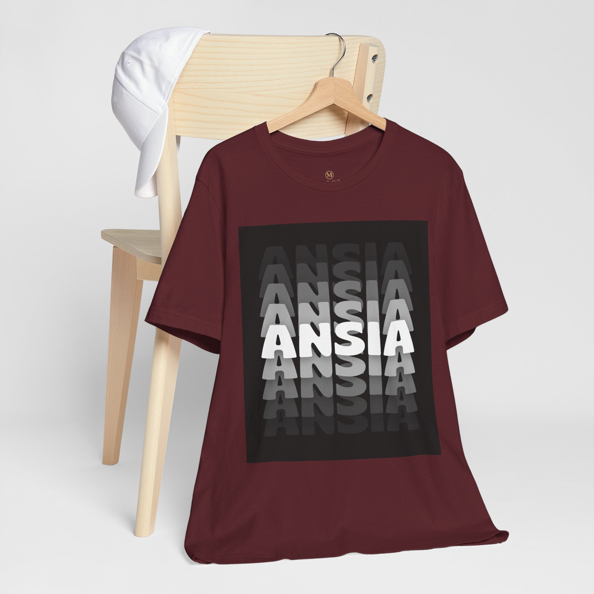 ANSIA Fade Graphic Tee — Monochrome Retro Text Shirt