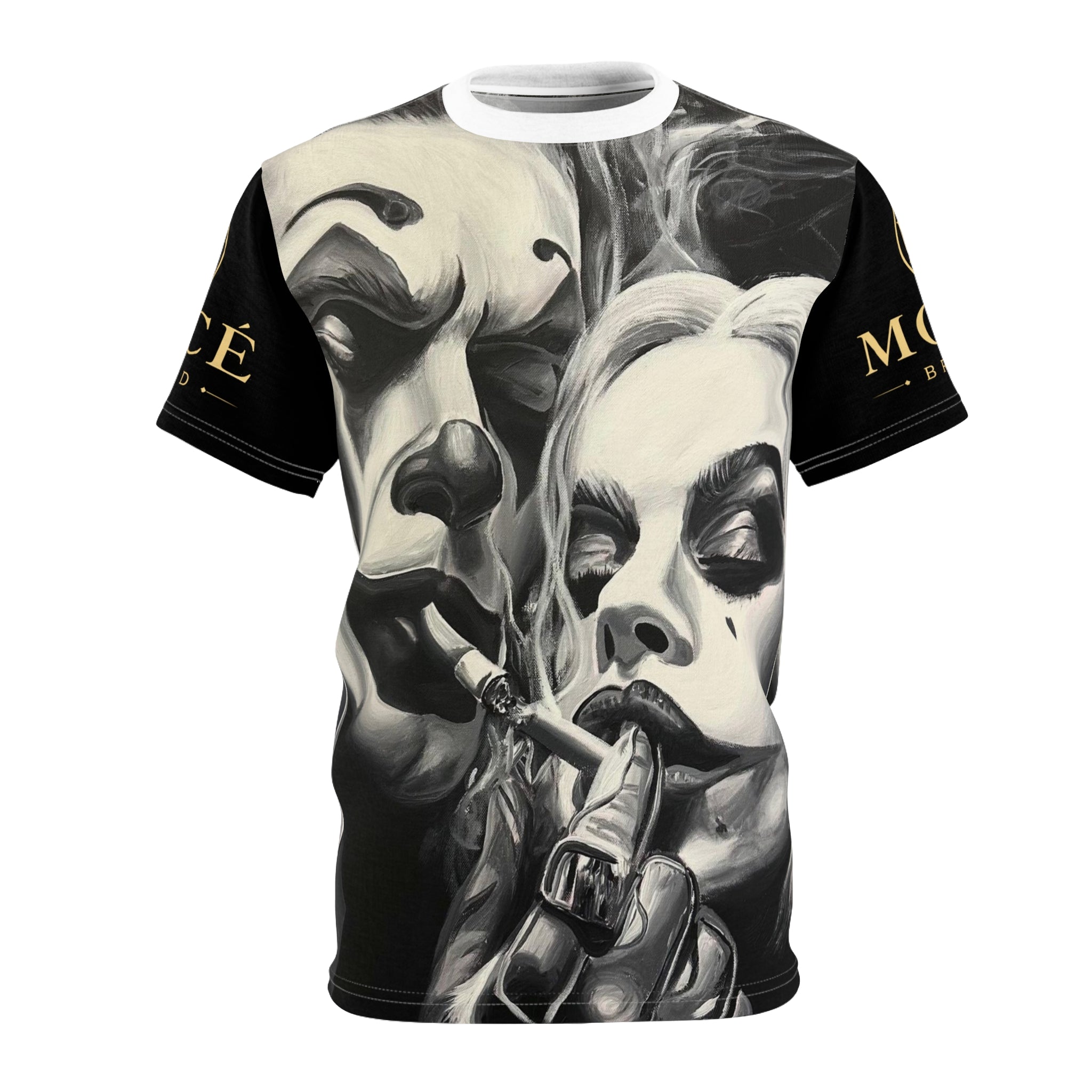 Joker Couple All-Over Print Tee — Dark Clown Smoking Design