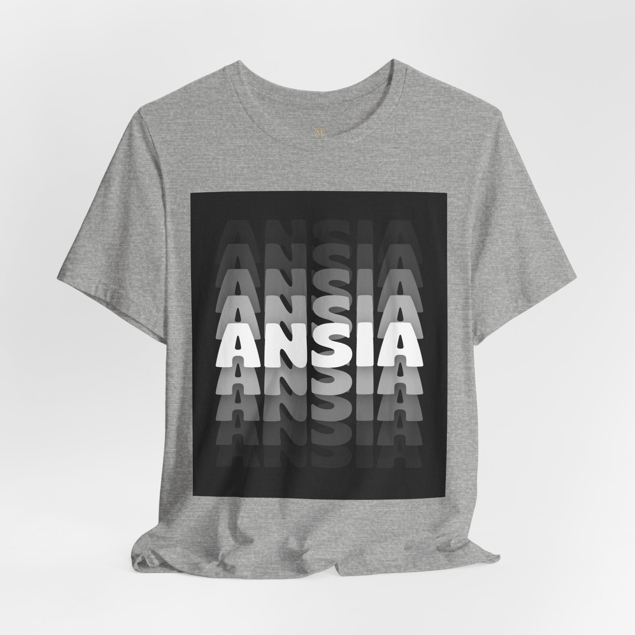 ANSIA Fade Graphic Tee — Monochrome Retro Text Shirt