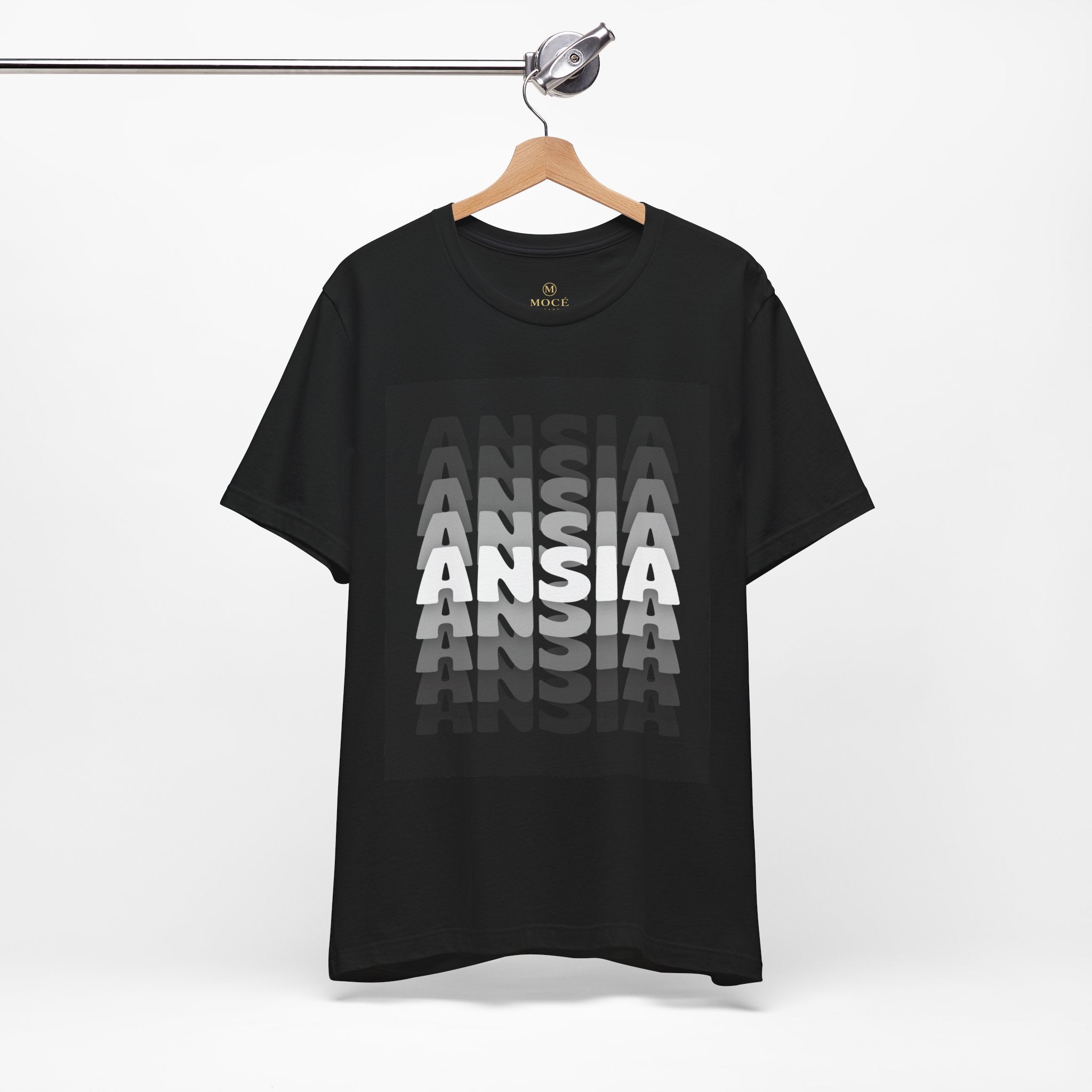 ANSIA Fade Graphic Tee — Monochrome Retro Text Shirt
