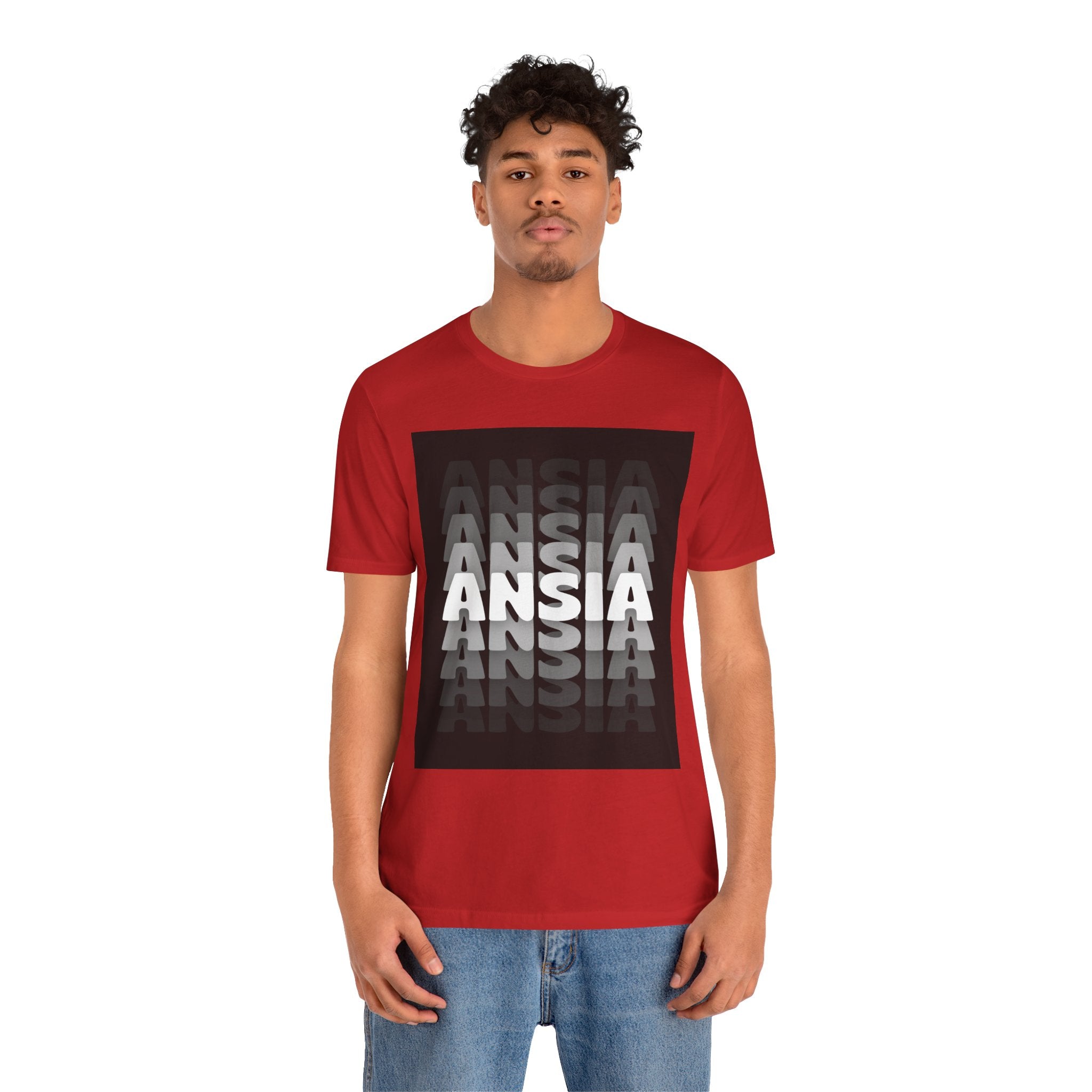 ANSIA Fade Graphic Tee — Monochrome Retro Text Shirt