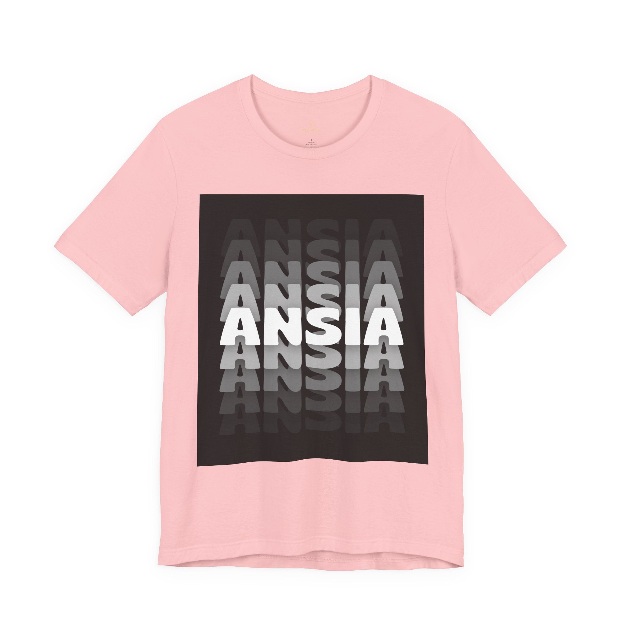 ANSIA Fade Graphic Tee — Monochrome Retro Text Shirt