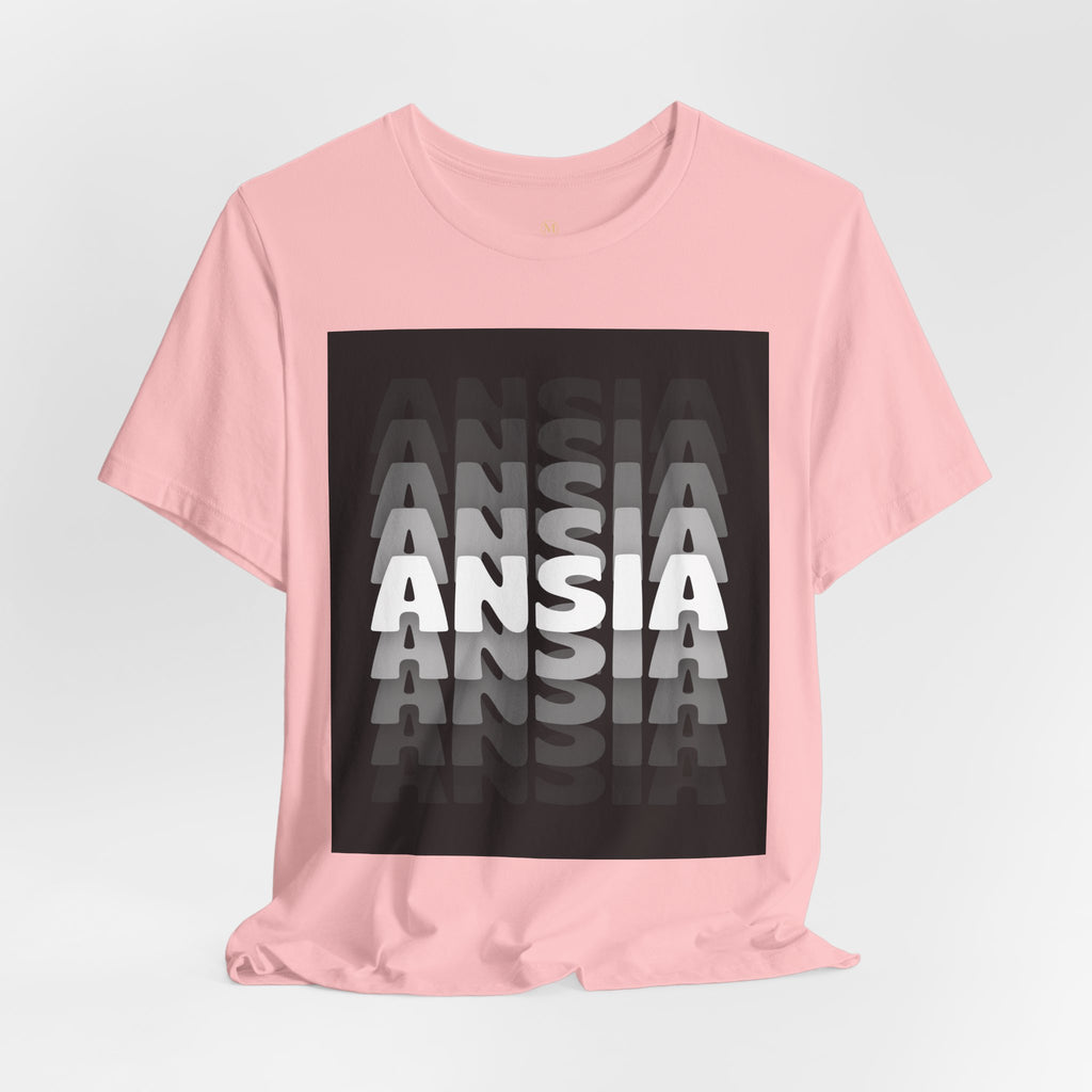 ANSIA Fade Graphic Tee — Monochrome Retro Text Shirt