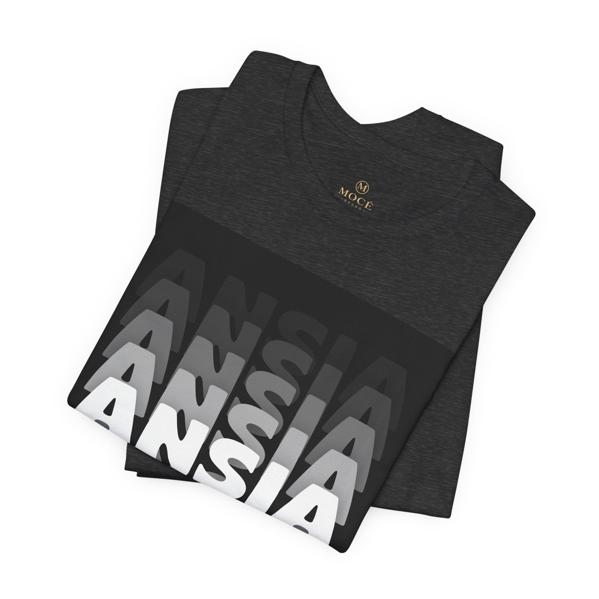 ANSIA Fade Graphic Tee — Monochrome Retro Text Shirt