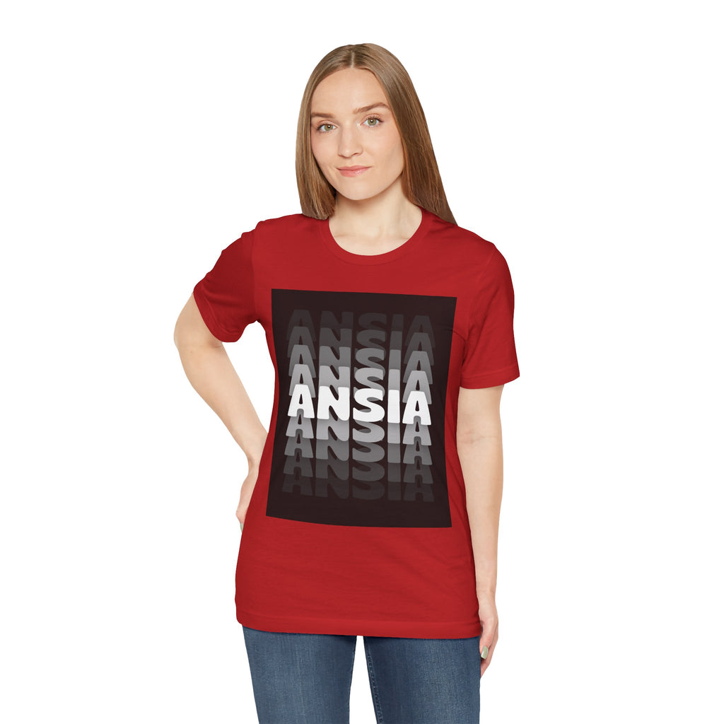 ANSIA Fade Graphic Tee — Monochrome Retro Text Shirt