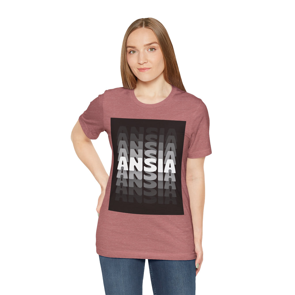 ANSIA Fade Graphic Tee — Monochrome Retro Text Shirt