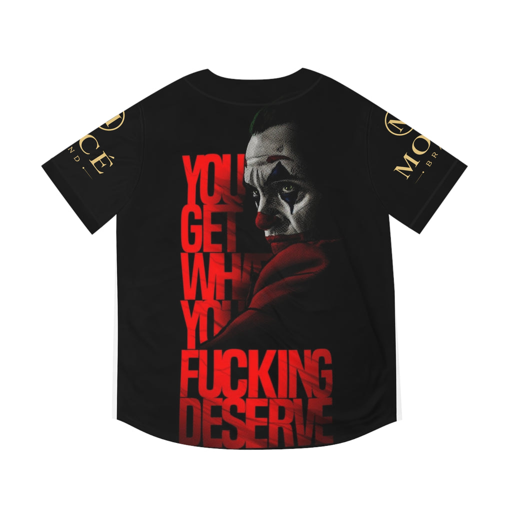 Baseball Jersey — Dark Joker Graphic "You Get What You Deserve"