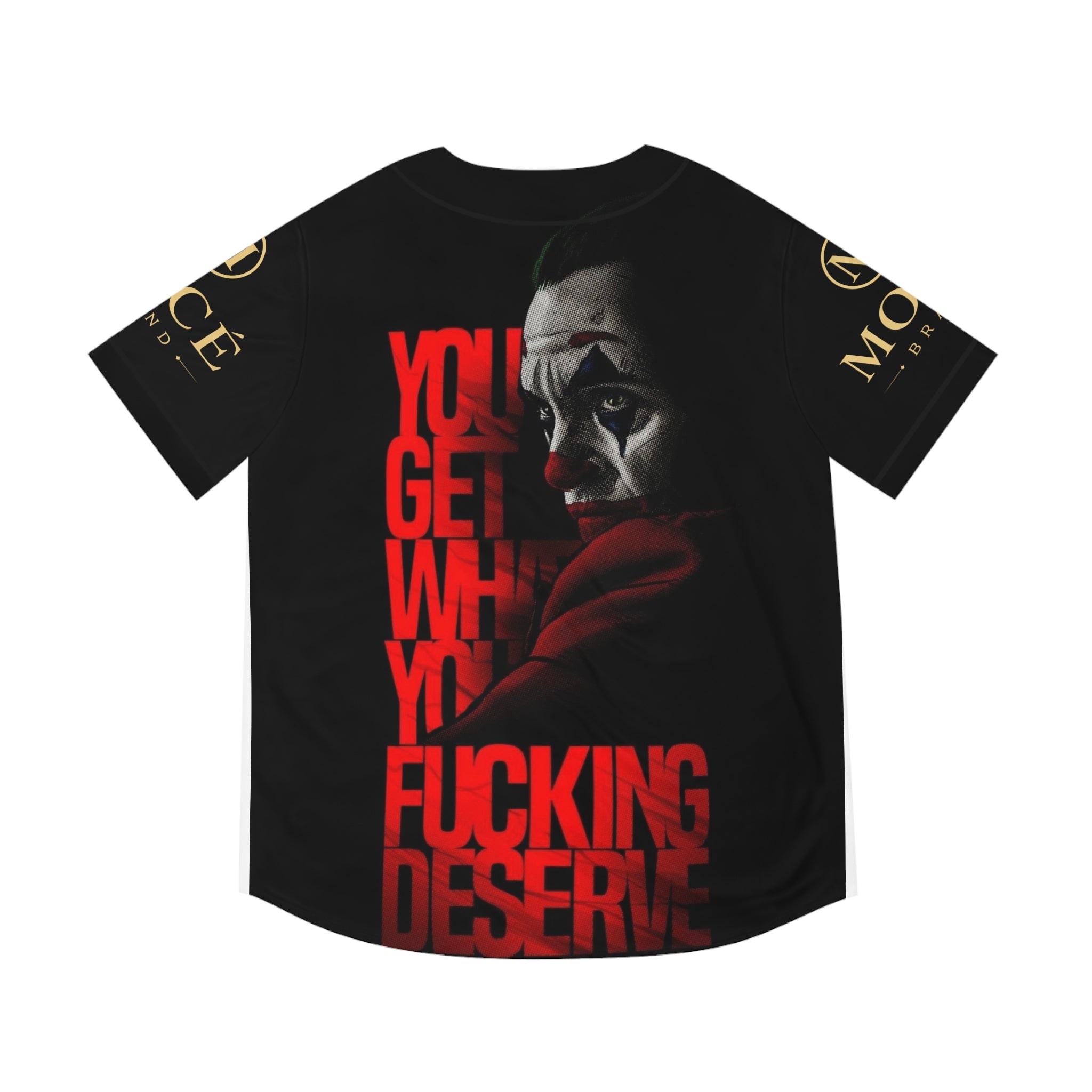 Baseball Jersey — Dark Joker Graphic "You Get What You Deserve"