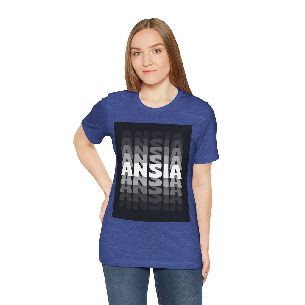 ANSIA Fade Graphic Tee — Monochrome Retro Text Shirt