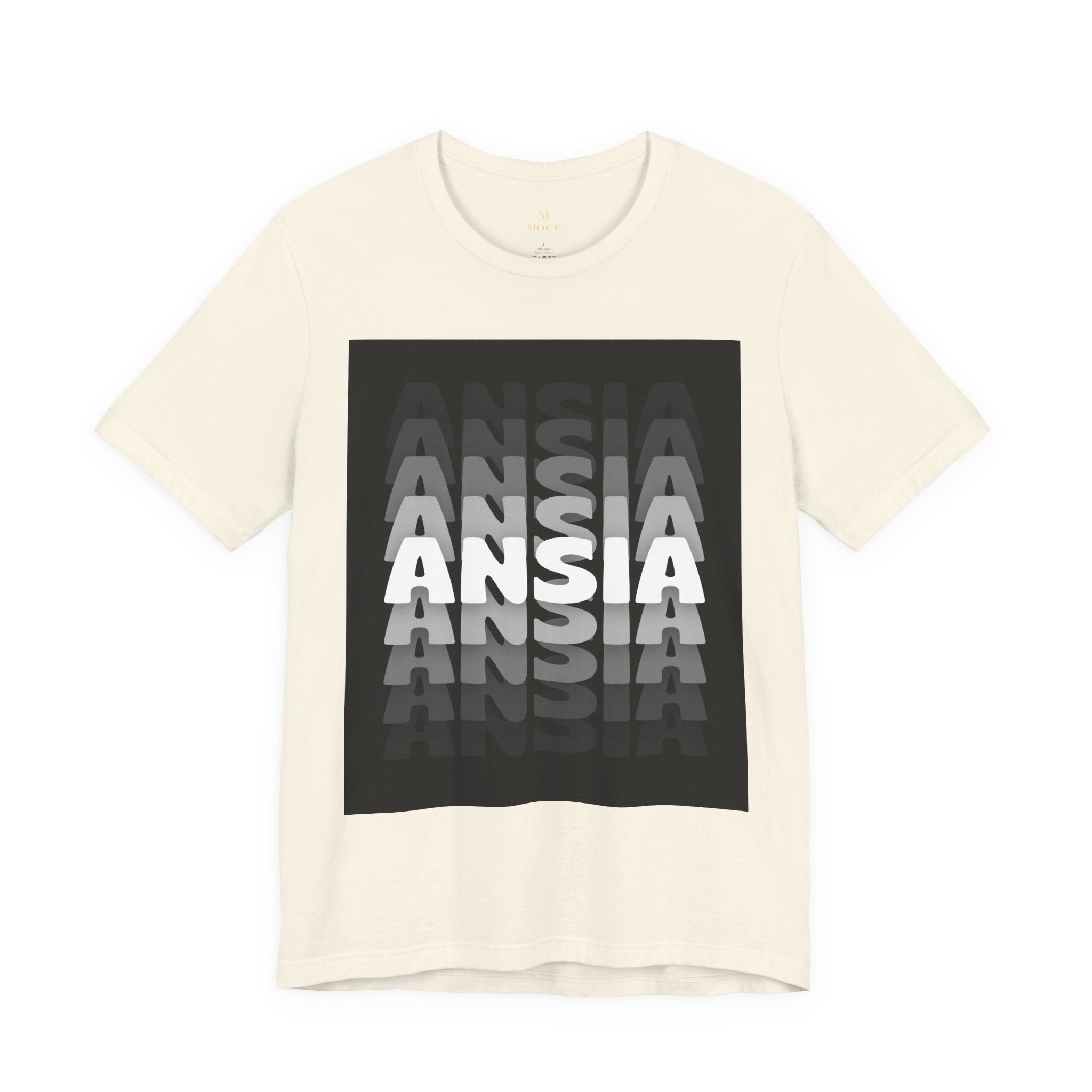 ANSIA Fade Graphic Tee — Monochrome Retro Text Shirt