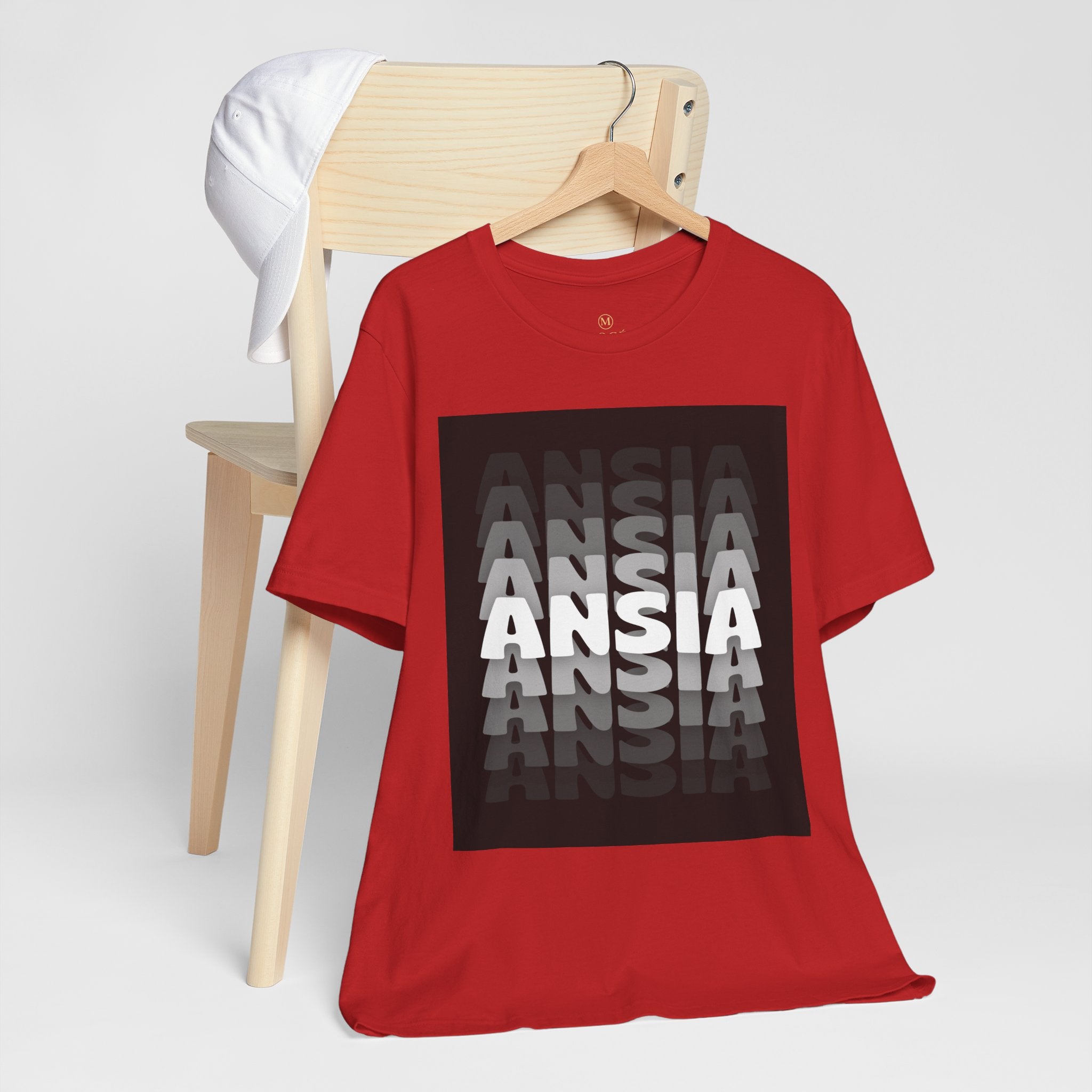 ANSIA Fade Graphic Tee — Monochrome Retro Text Shirt