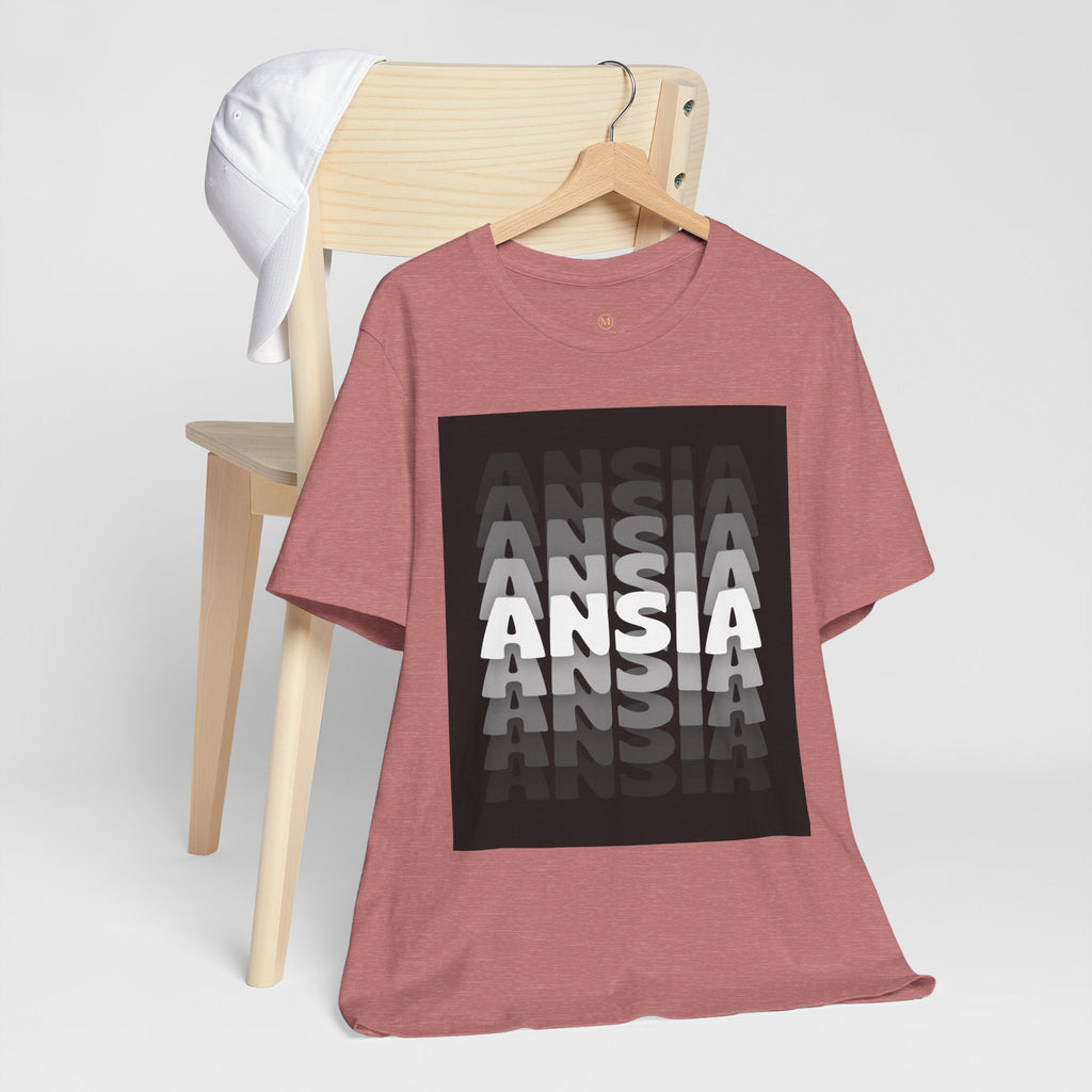 ANSIA Fade Graphic Tee — Monochrome Retro Text Shirt