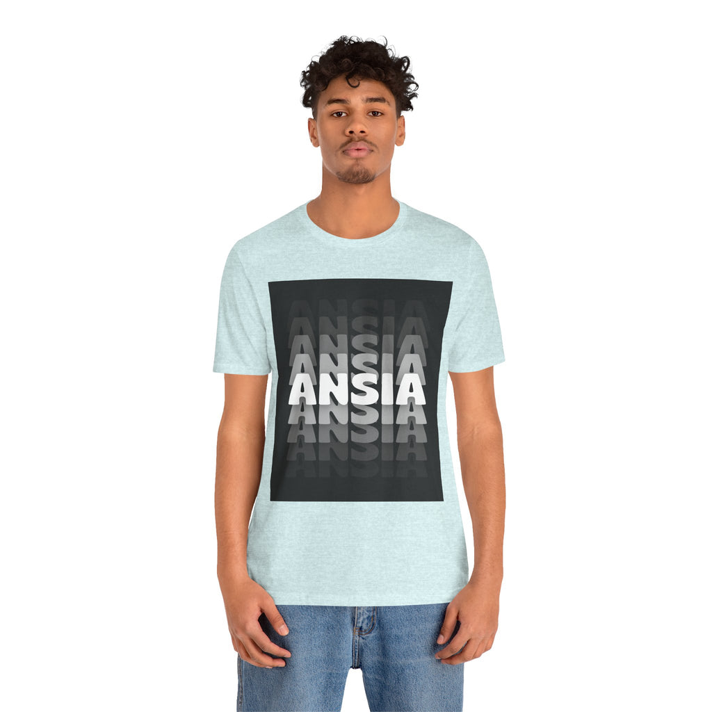 ANSIA Fade Graphic Tee — Monochrome Retro Text Shirt