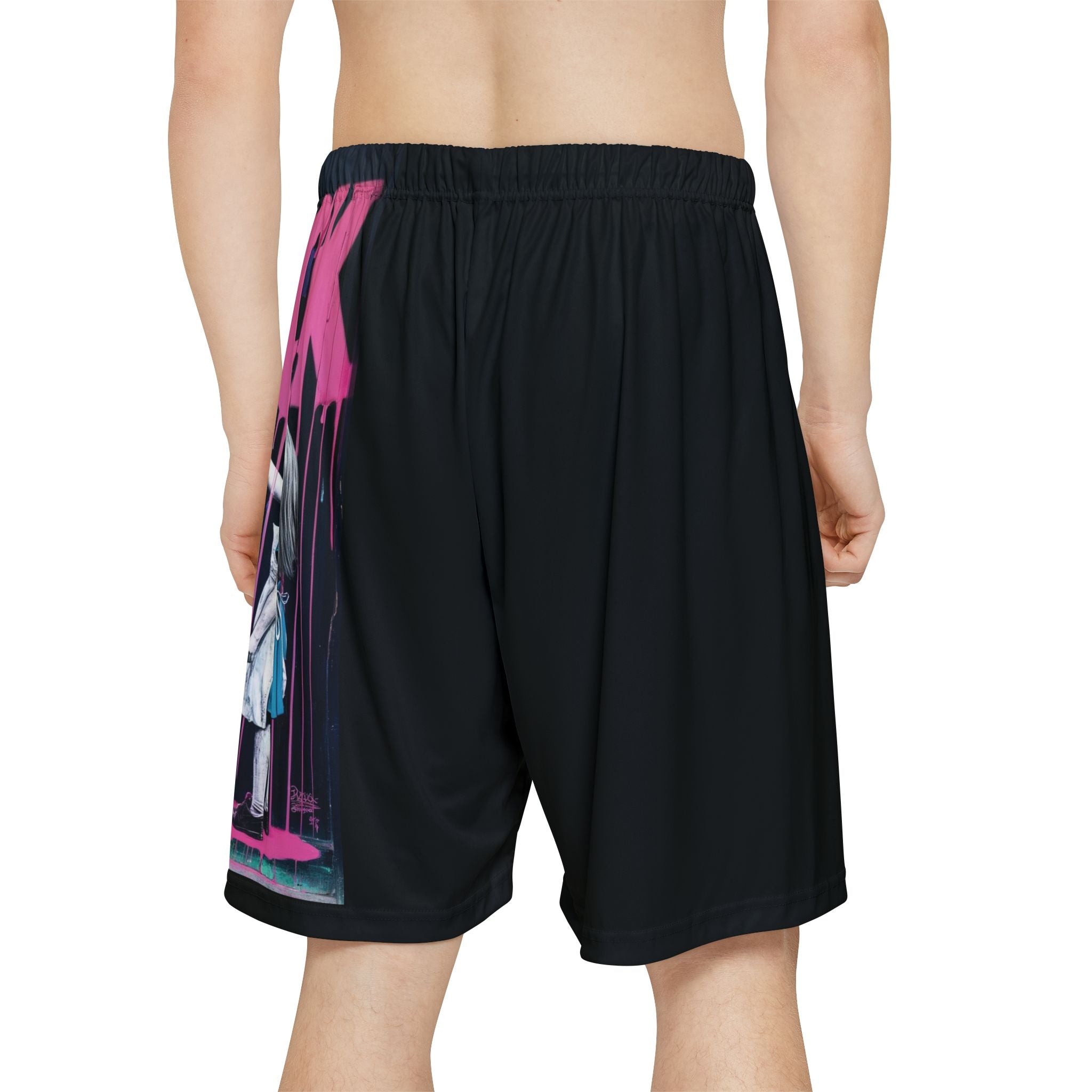 Graphic Sports Shorts — Neon Pink Drip Girl Design