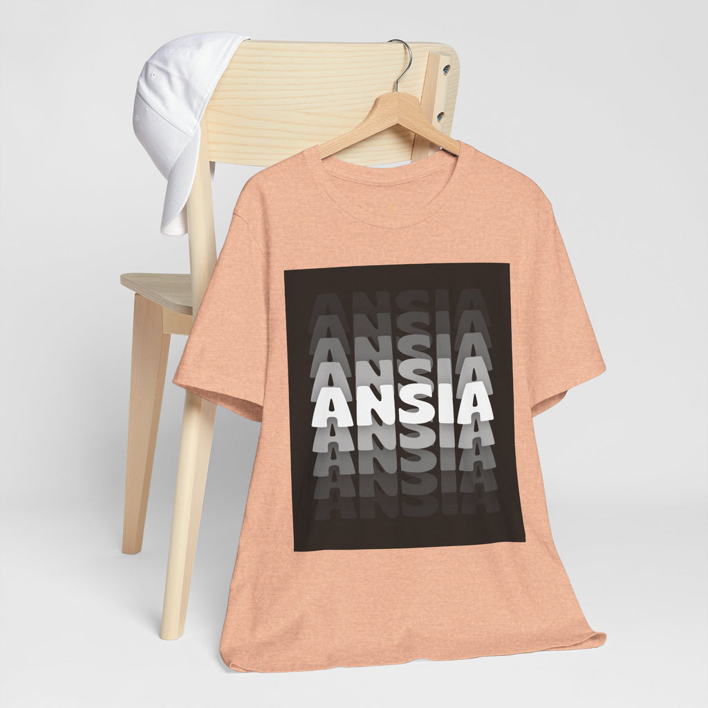 ANSIA Fade Graphic Tee — Monochrome Retro Text Shirt
