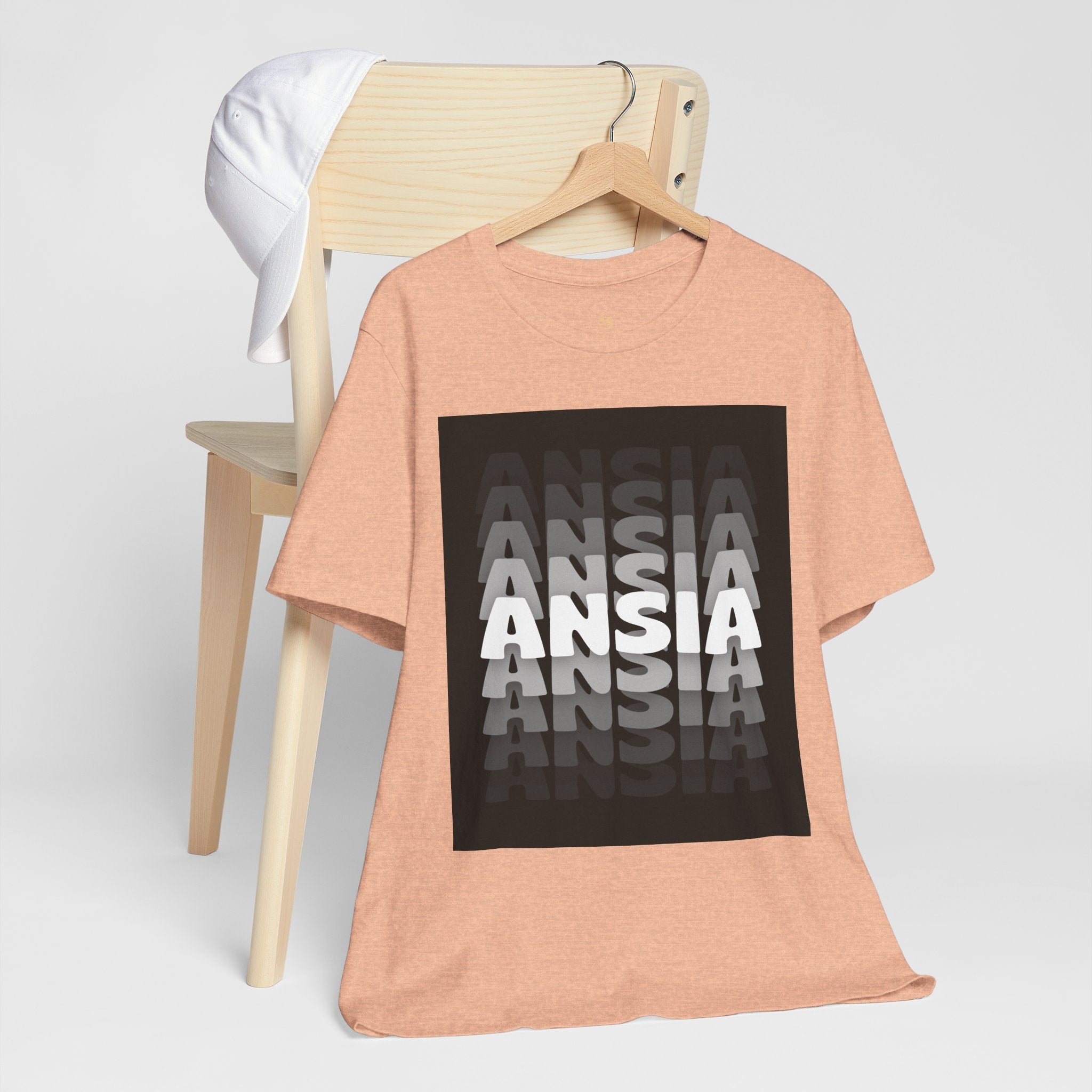 ANSIA Fade Graphic Tee — Monochrome Retro Text Shirt