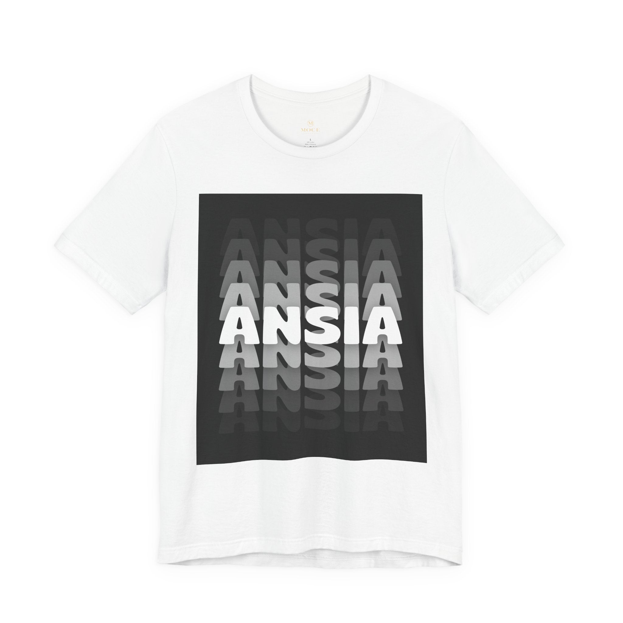 ANSIA Fade Graphic Tee — Monochrome Retro Text Shirt