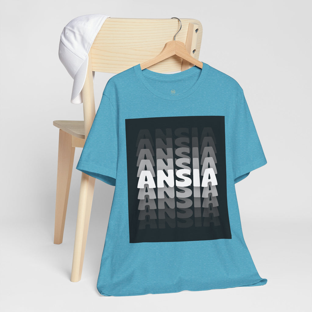 ANSIA Fade Graphic Tee — Monochrome Retro Text Shirt