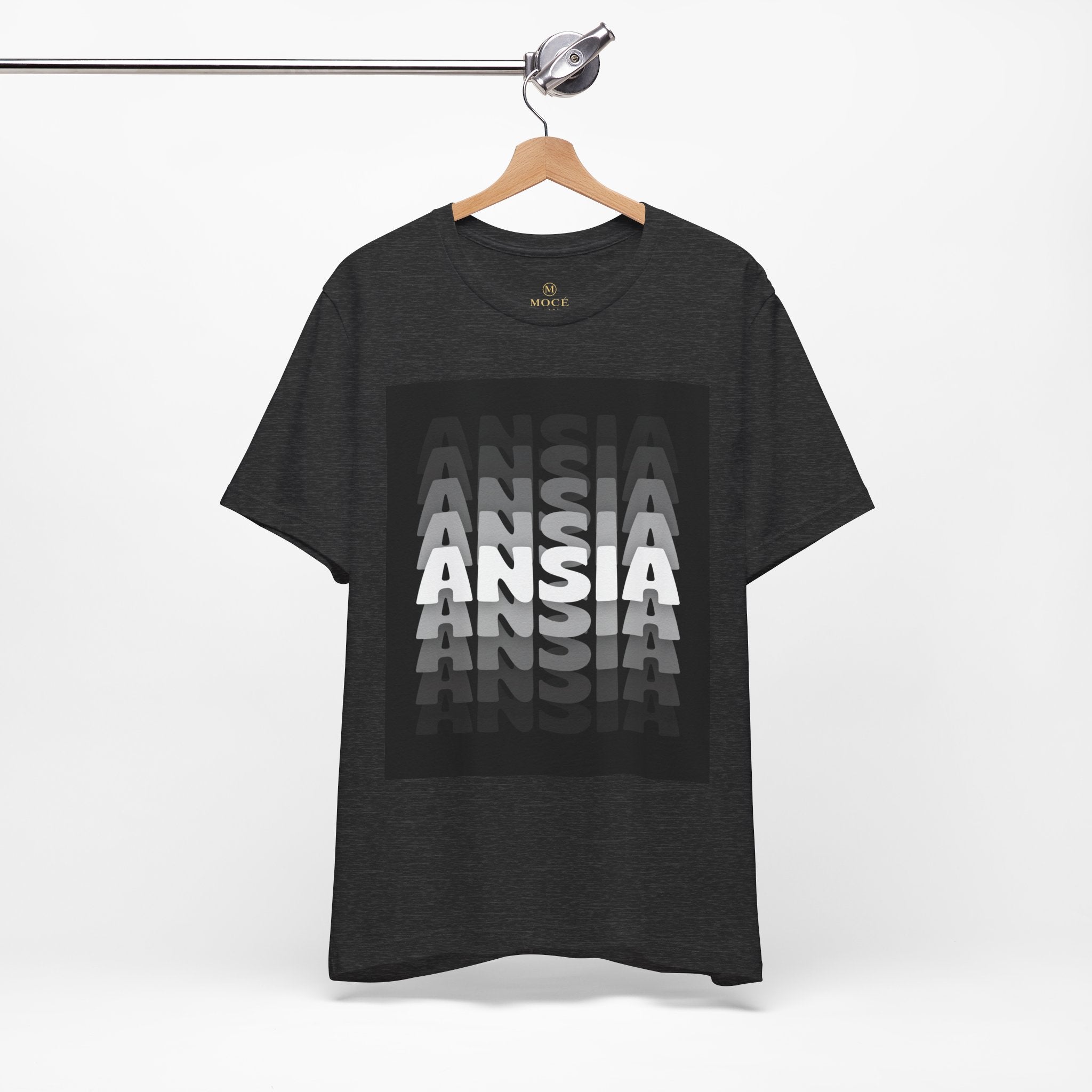 ANSIA Fade Graphic Tee — Monochrome Retro Text Shirt