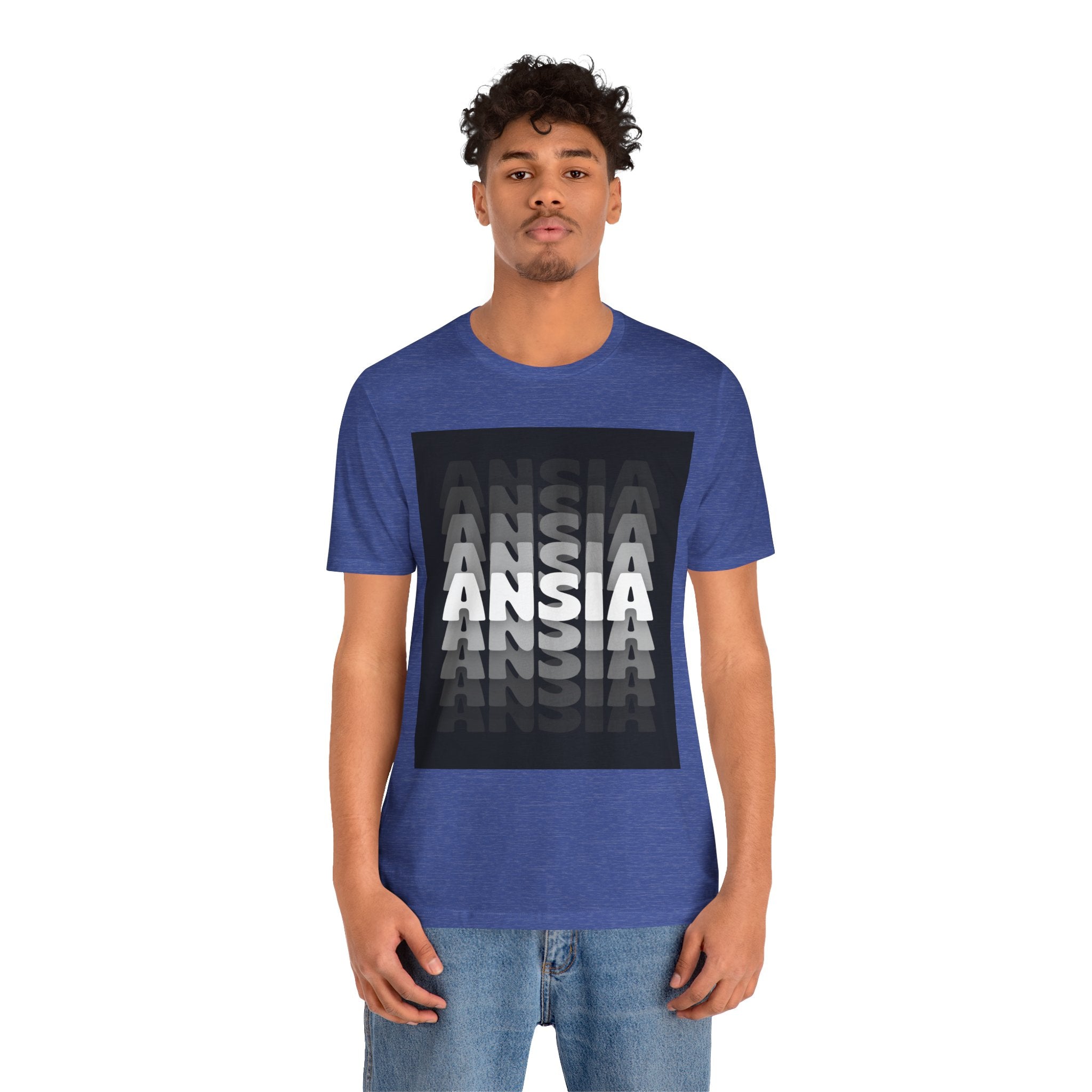 ANSIA Fade Graphic Tee — Monochrome Retro Text Shirt