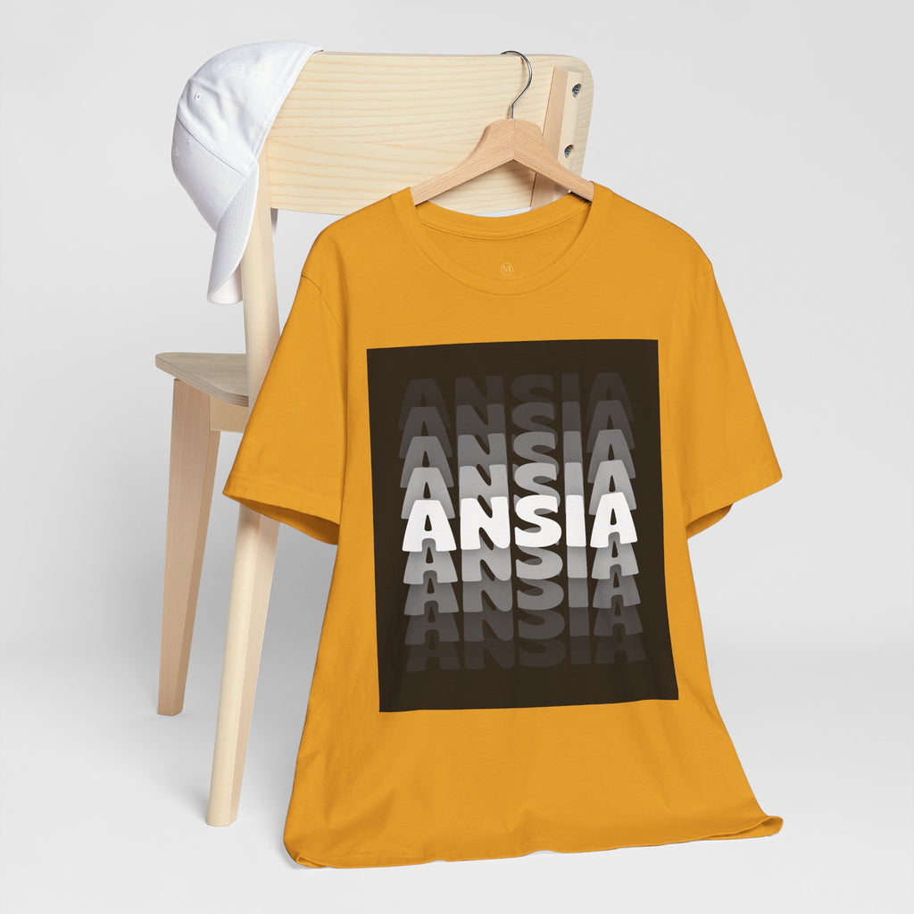 ANSIA Fade Graphic Tee — Monochrome Retro Text Shirt
