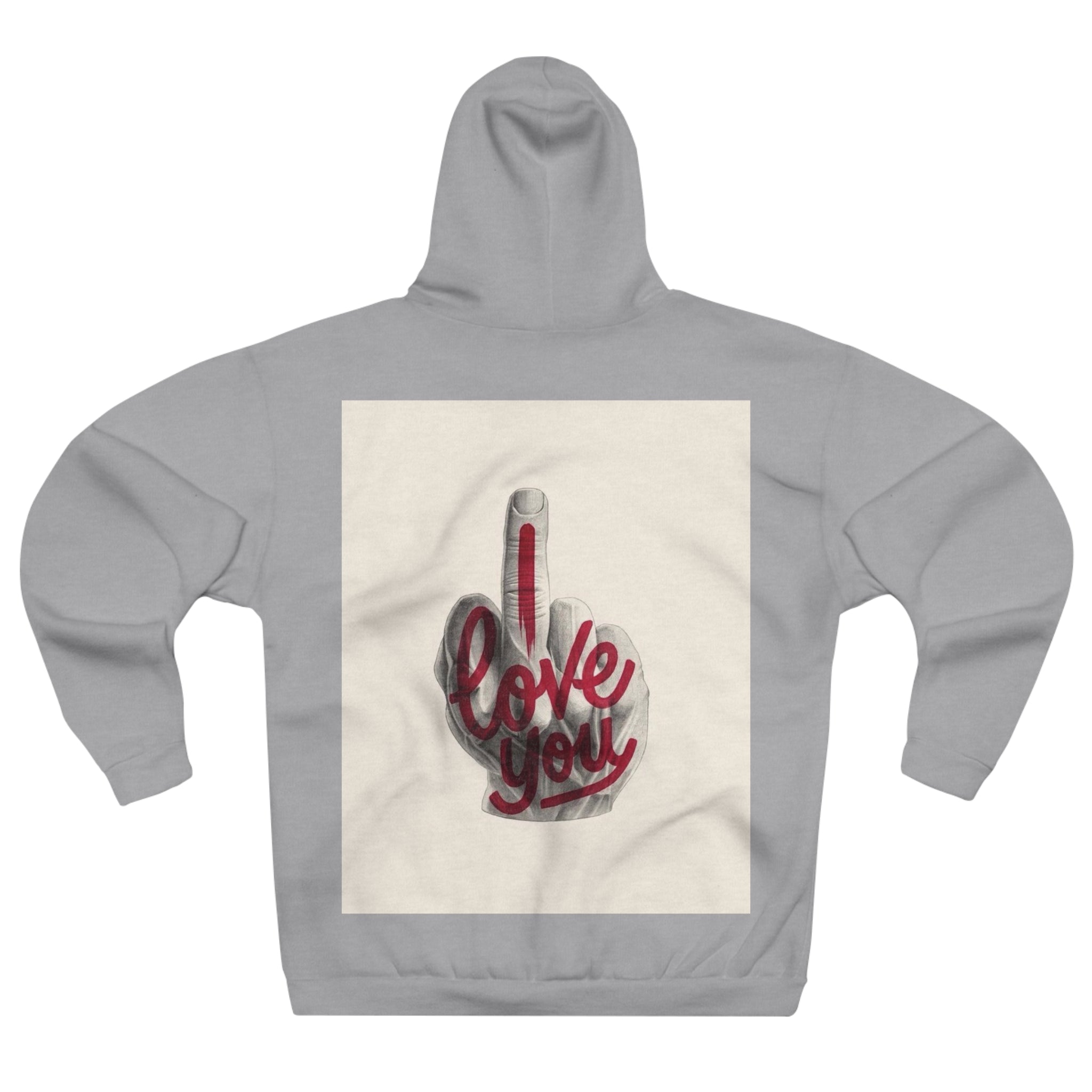 Hoodie - 'Love You' Balloon Middle Finger Graphic Pullover