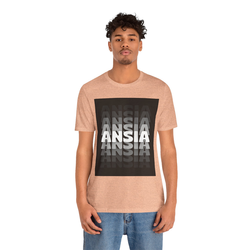 ANSIA Fade Graphic Tee — Monochrome Retro Text Shirt