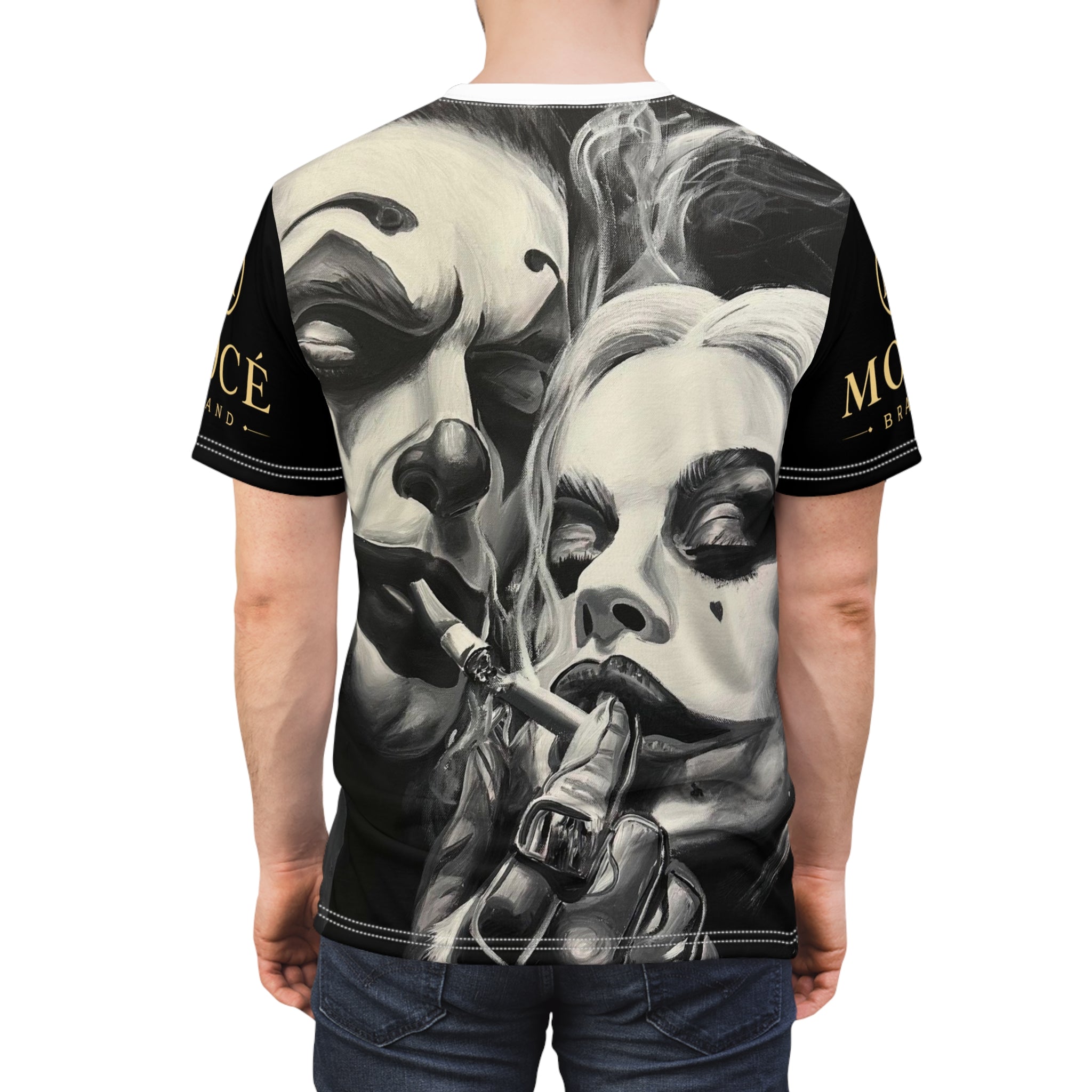 Joker Couple All-Over Print Tee — Dark Clown Smoking Design