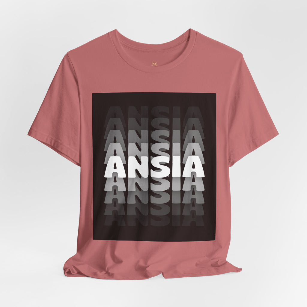 ANSIA Fade Graphic Tee — Monochrome Retro Text Shirt